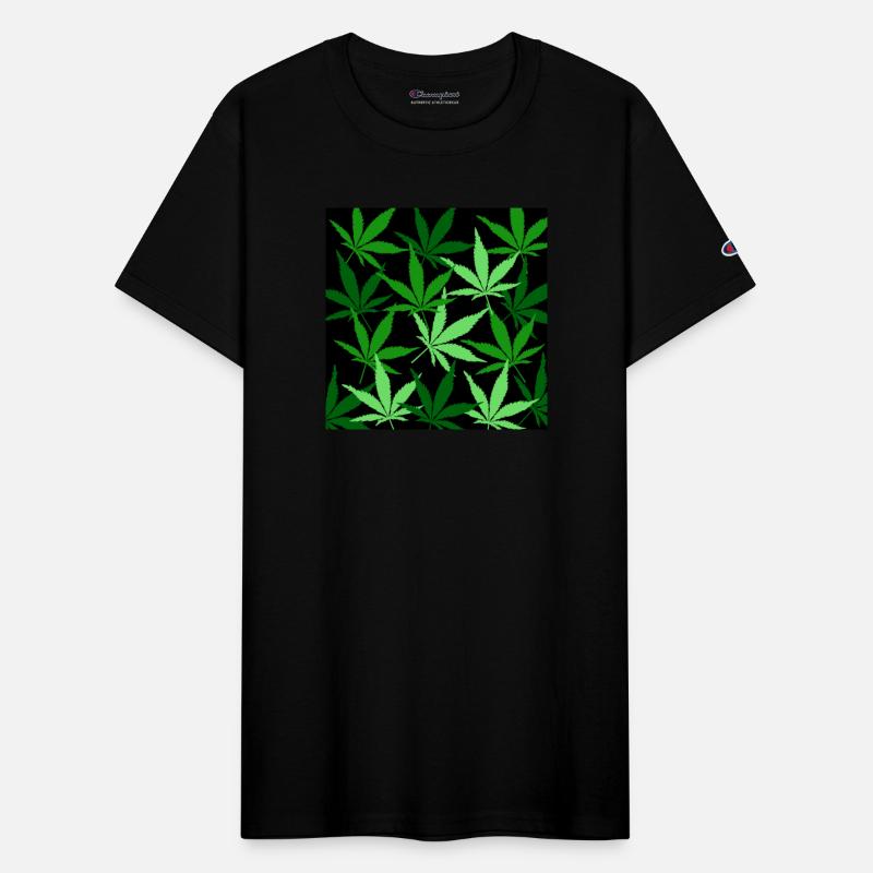 Green cannabis or marijuana painting on black back