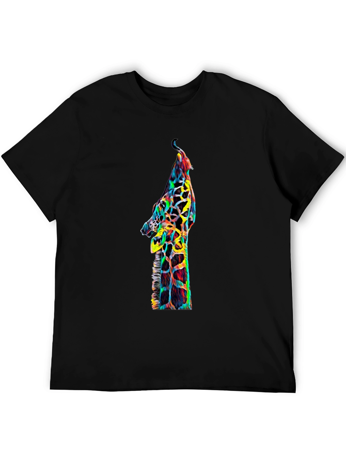 Cool Giraffe Graphic Print Black T-Shirt