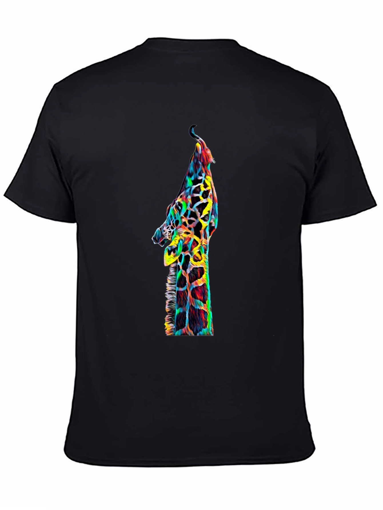 Cool Giraffe Graphic Print Black T-Shirt