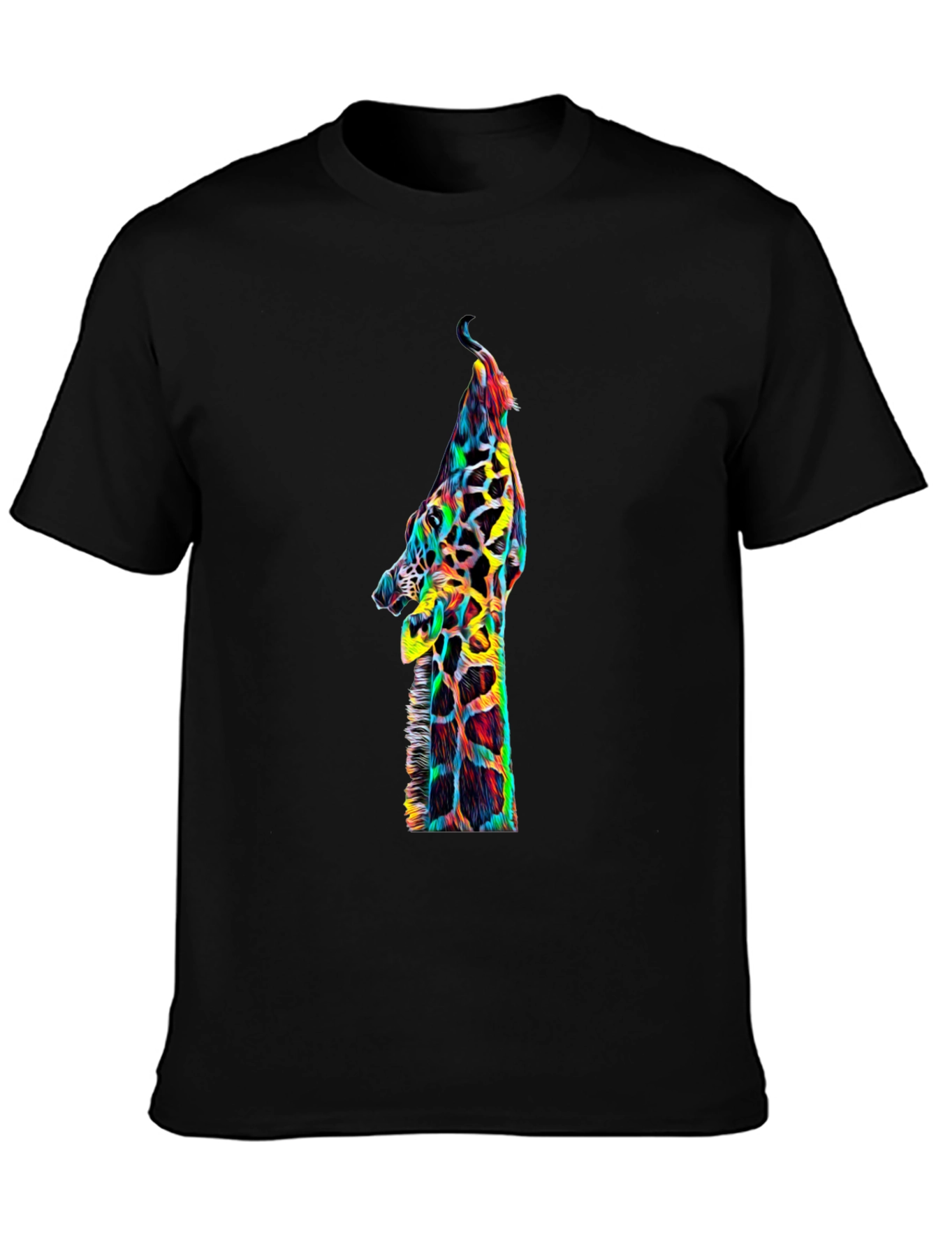 Cool Giraffe Graphic Print Black T-Shirt