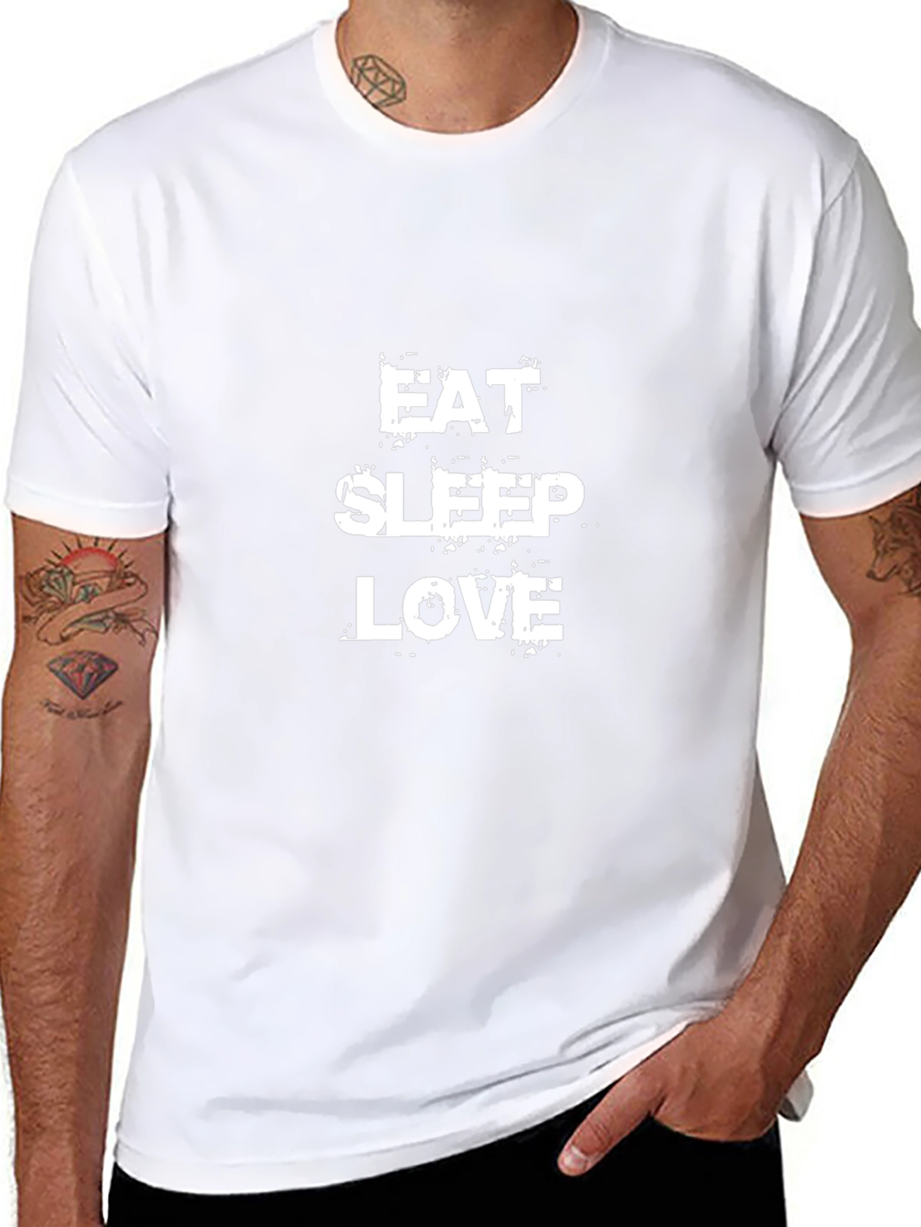 Eat Sleep Love Graphic Tee - Trendy Black T-Shirt
