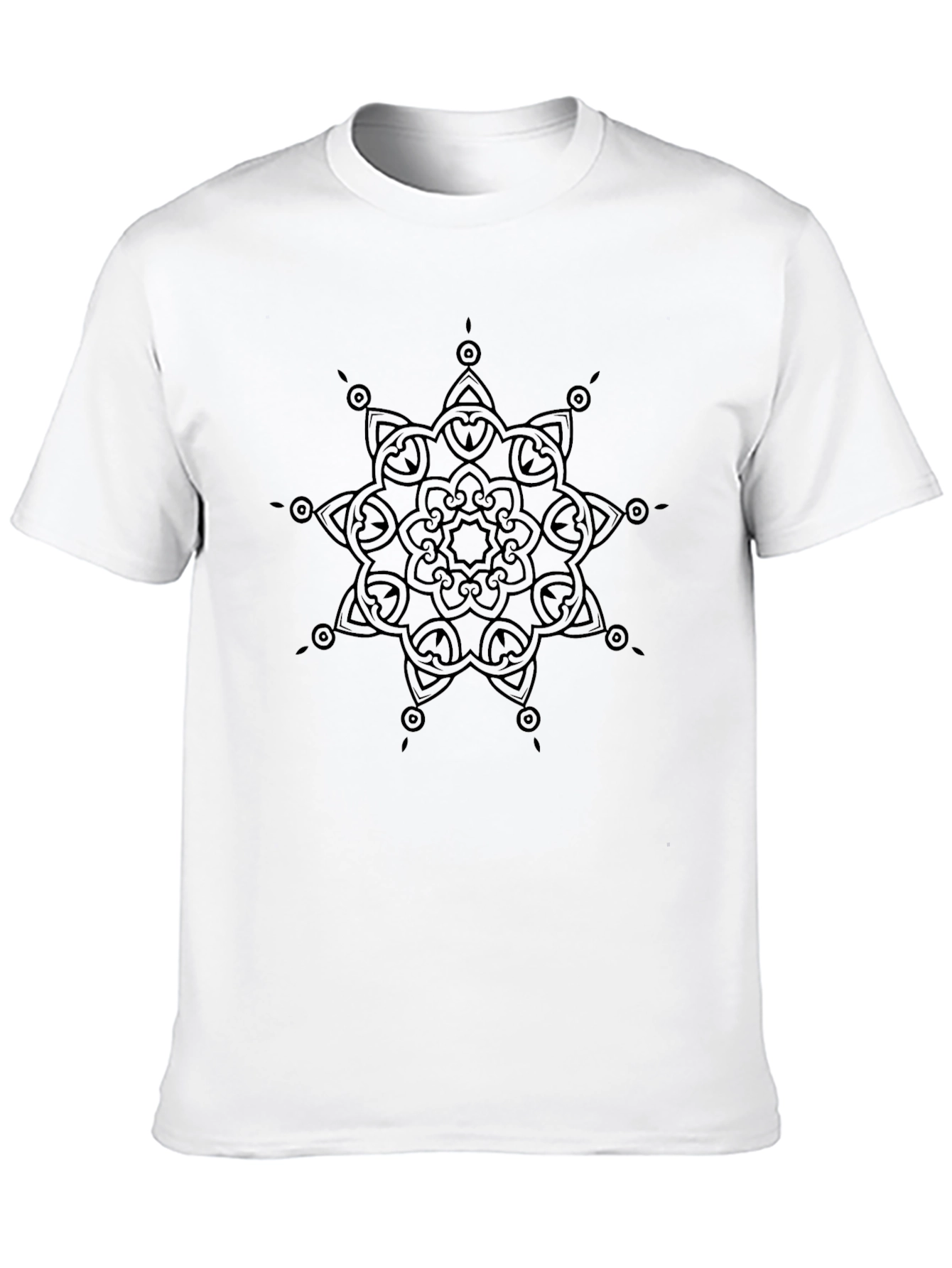 Mens Black T-Shirt with Mandala Style Print