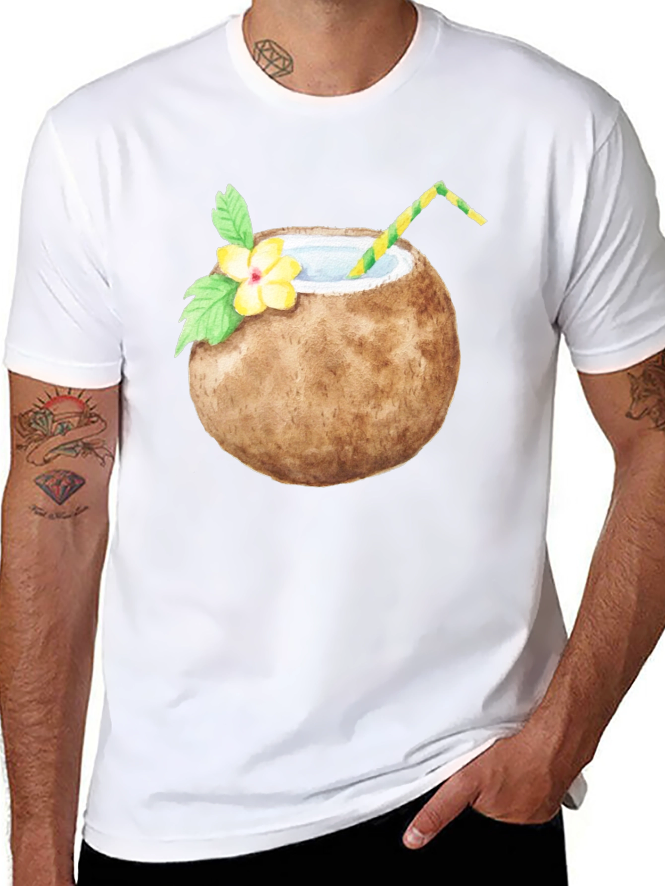 Coconut Drink Graphic Tee - Tropical T-Shirt