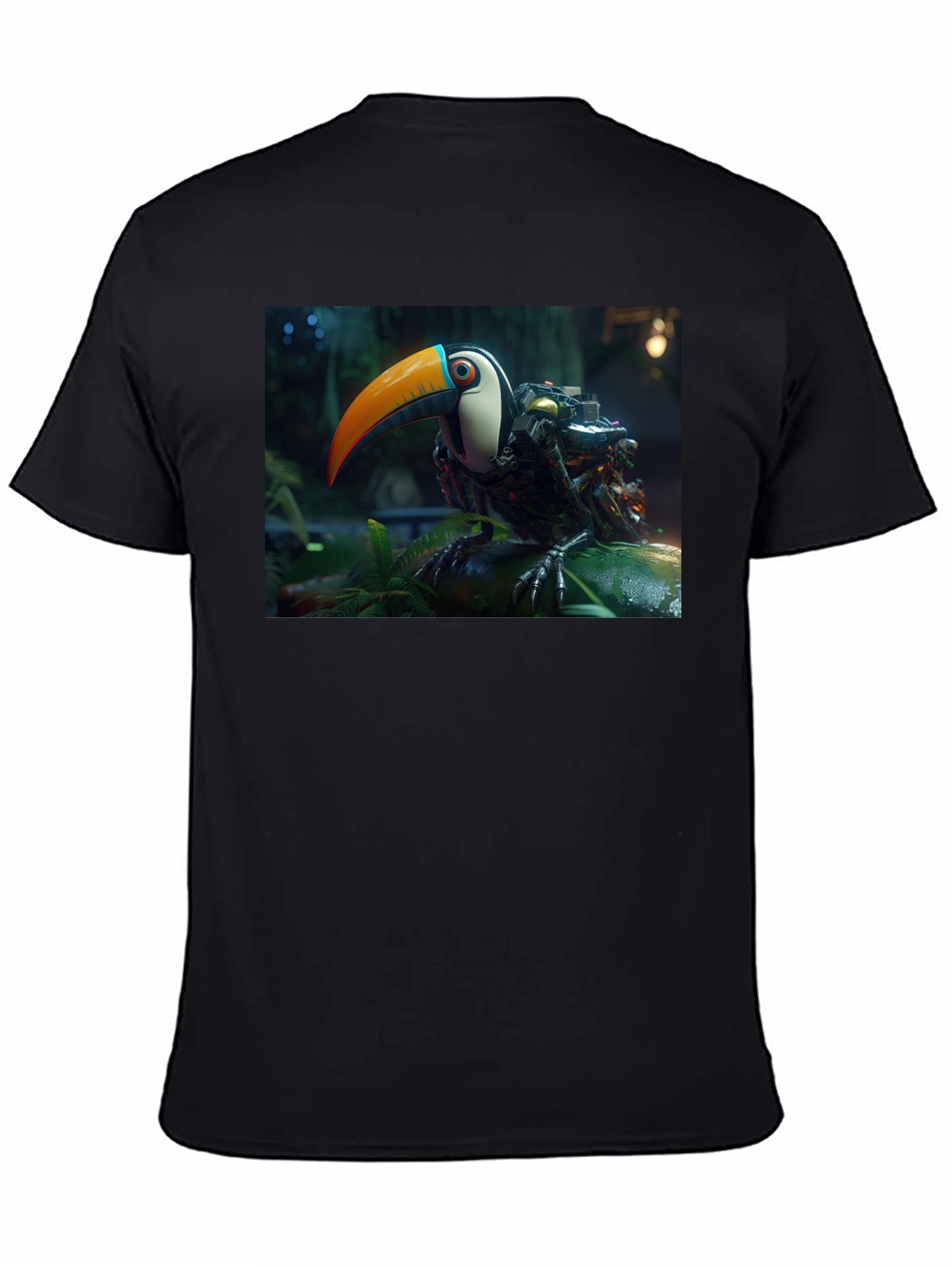 Robotic Toucan Graphic Tee - Black Cotton Blend