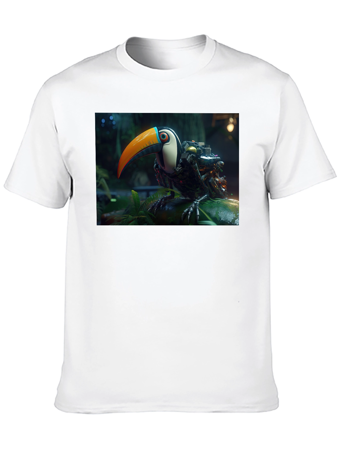 Robotic Toucan Graphic Tee - Black Cotton Blend