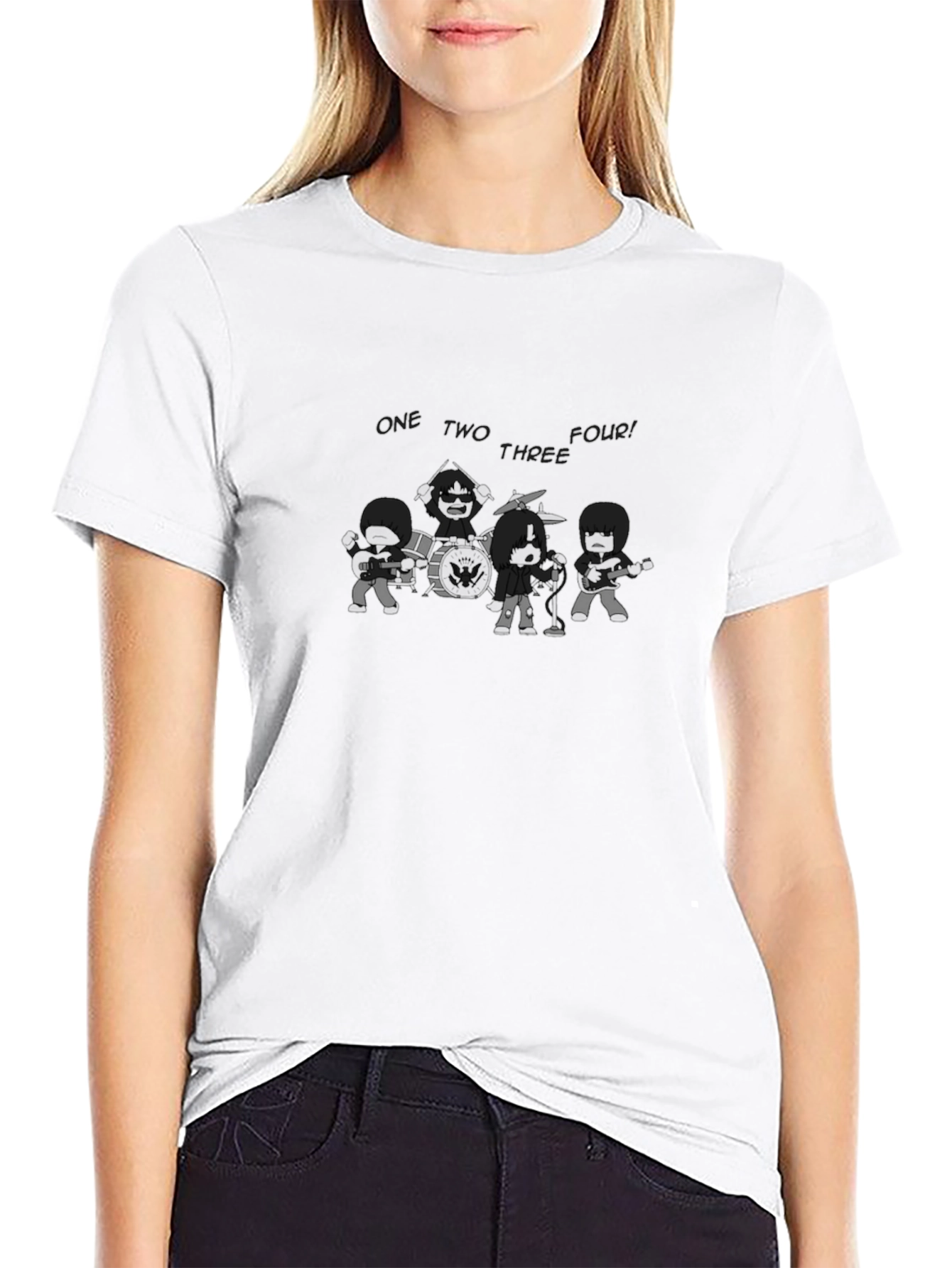 Black Cartoon Band T-Shirt