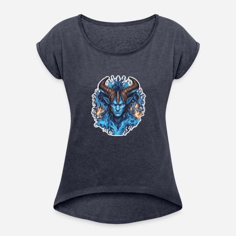 Horned Blue Avatar with Blue Flames