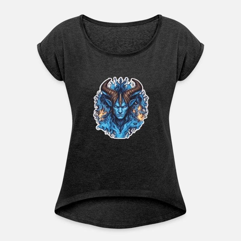 Horned Blue Avatar with Blue Flames