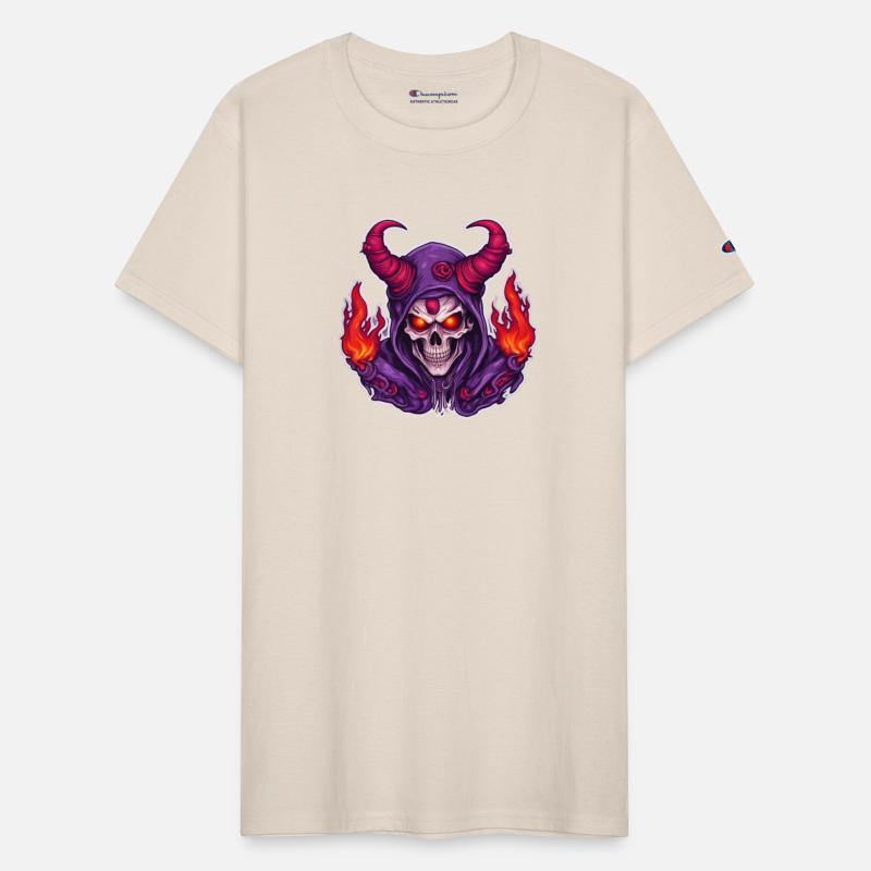 Horned Skull with Purple Burning Hood