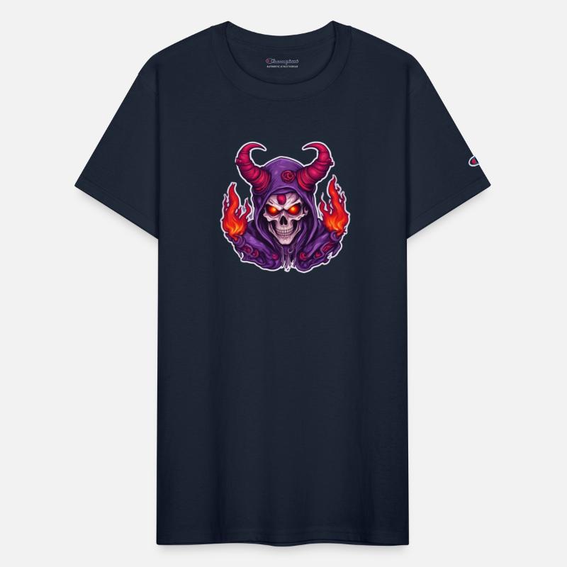 Horned Skull with Purple Burning Hood