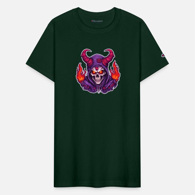 Horned Skull with Purple Burning Hood