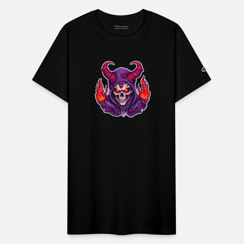 Horned Skull with Purple Burning Hood