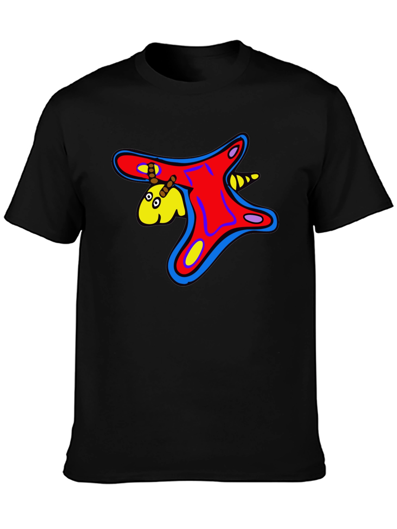 Funky Cartoon Creature Graphic Black T-Shirt