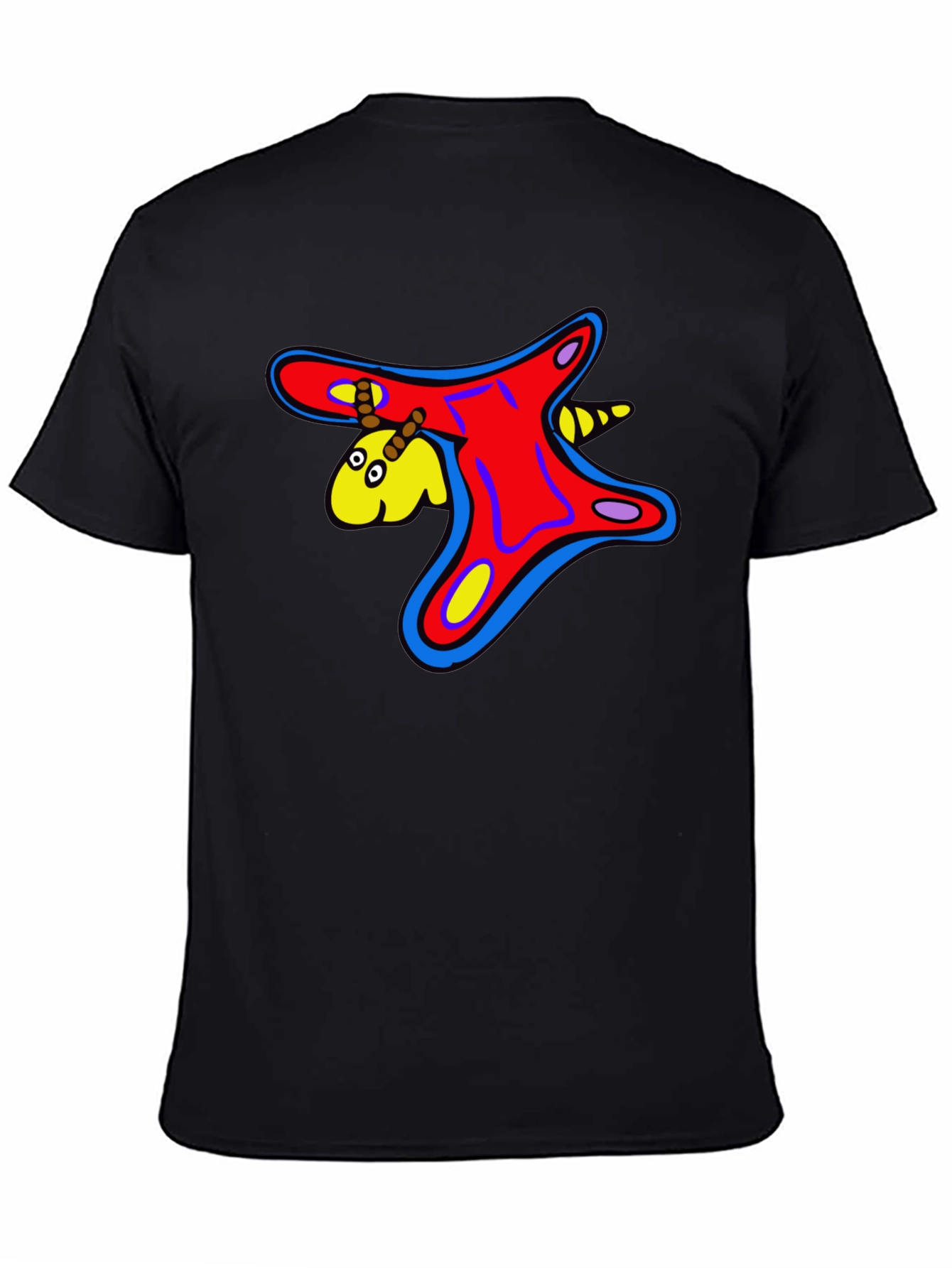 Funky Cartoon Creature Graphic Black T-Shirt