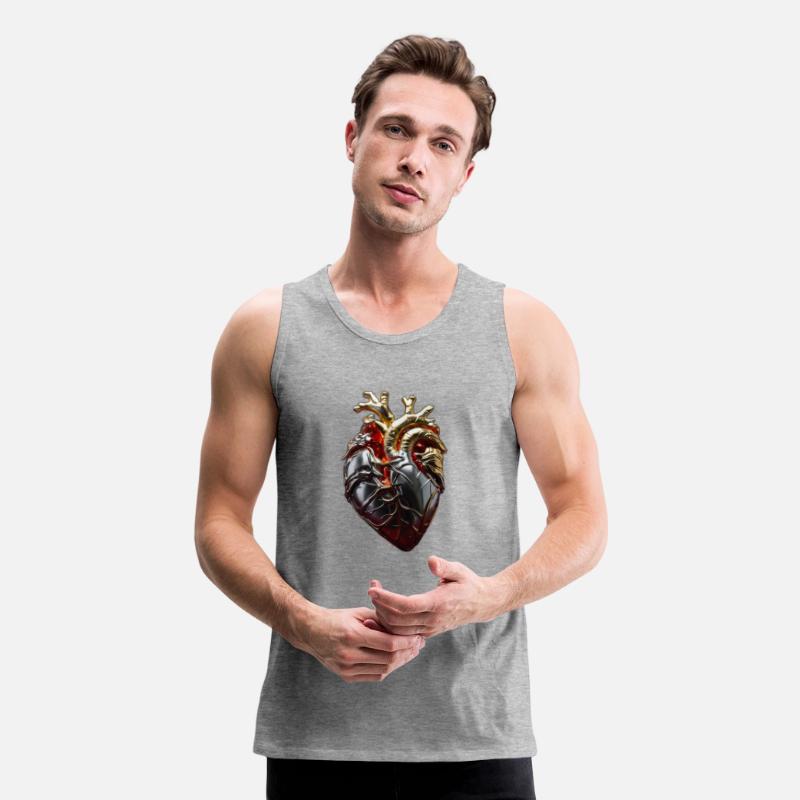 Human heart in flames cast in gold silver Bright