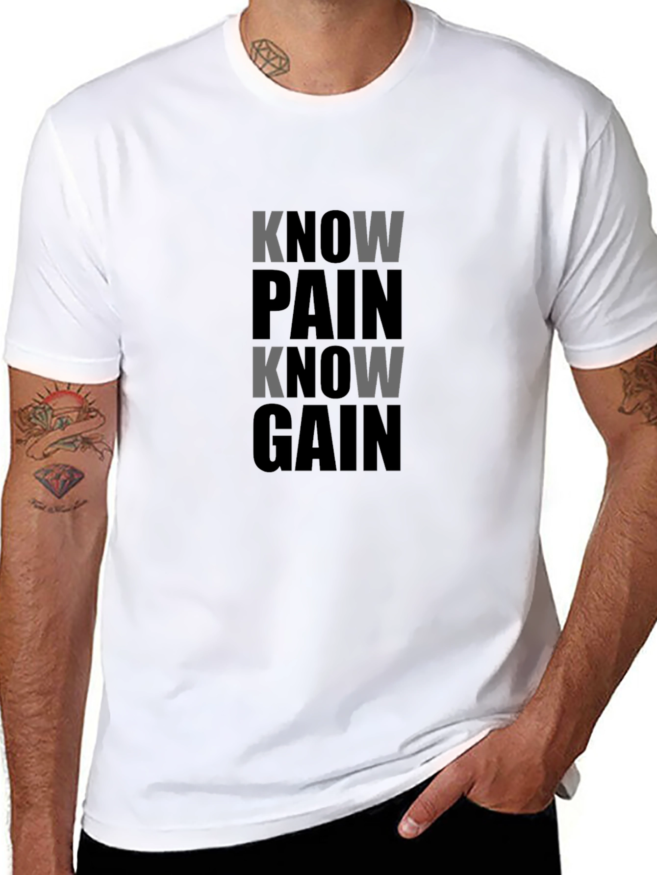 Know Pain Know Gain Black T-Shirt
