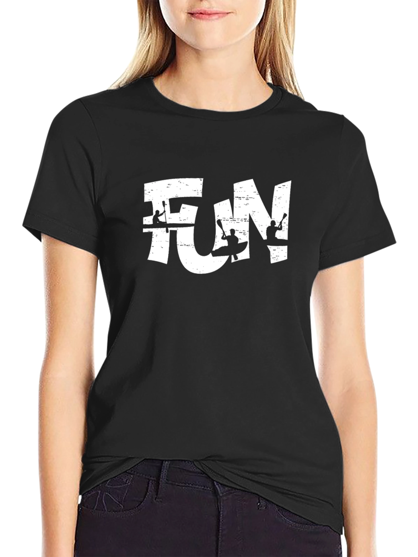 Fun Kayak T-Shirt - Black Crew Neck Tee