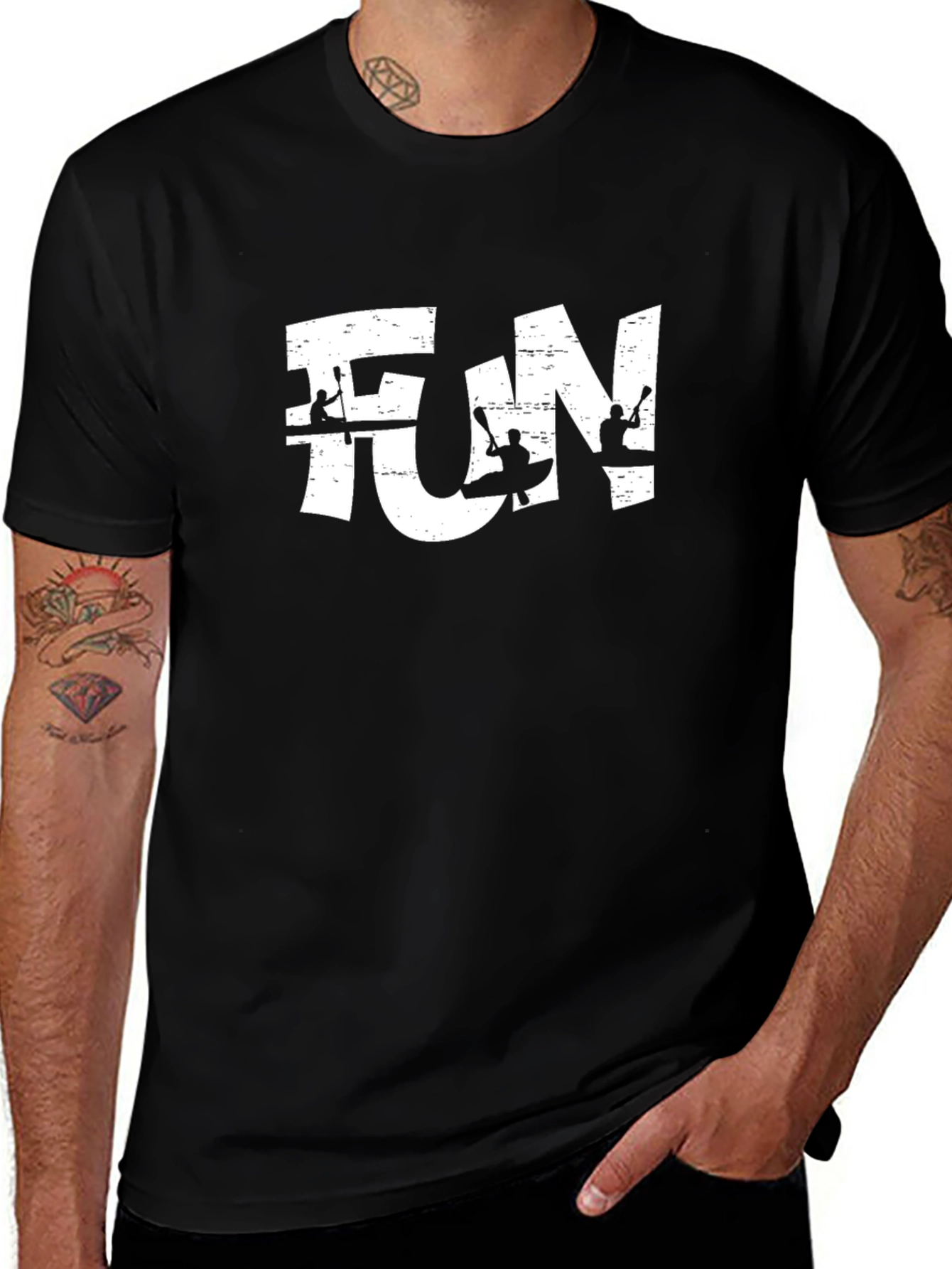 Fun Kayak T-Shirt - Black Crew Neck Tee