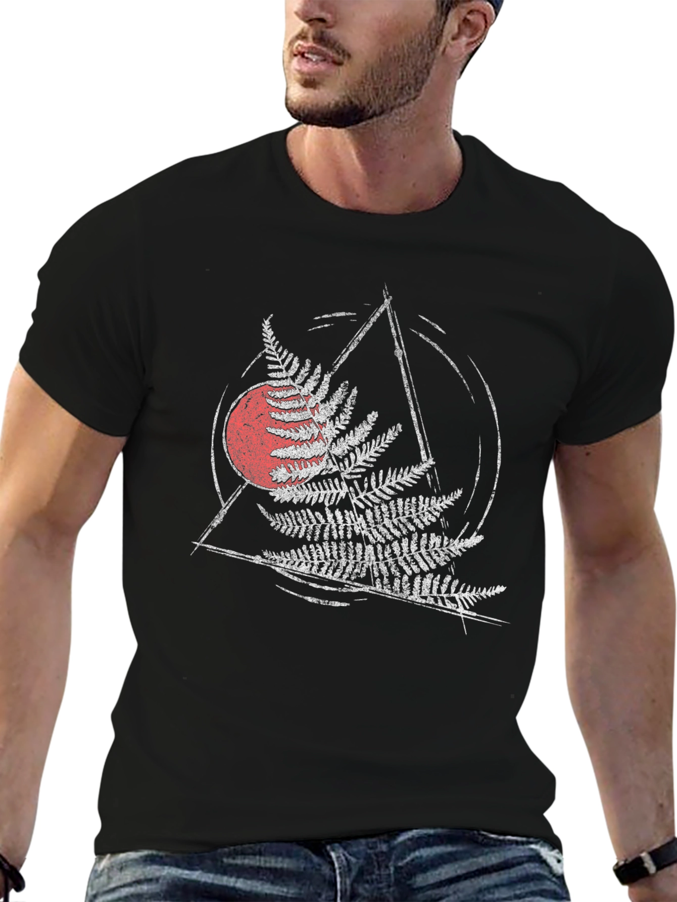 Fern Graphic Tee - Geometric Circle Triangle Design