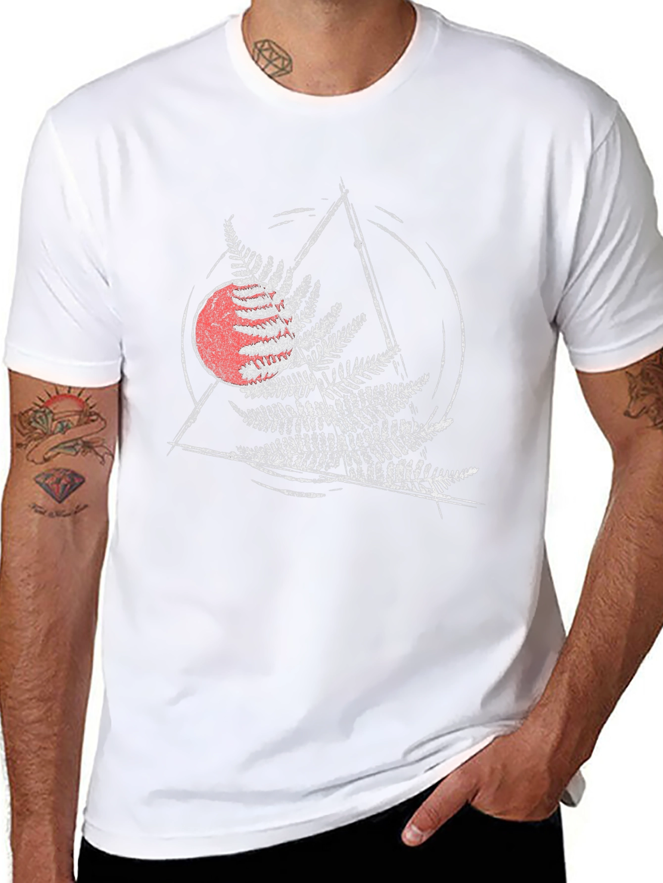 Fern Graphic Tee - Geometric Circle Triangle Design
