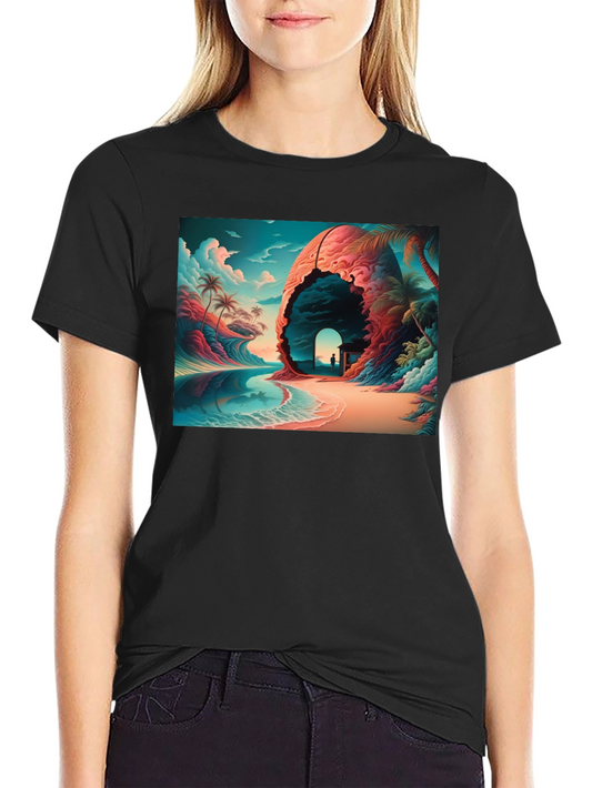 Tropical Dreamscape Black T-Shirt