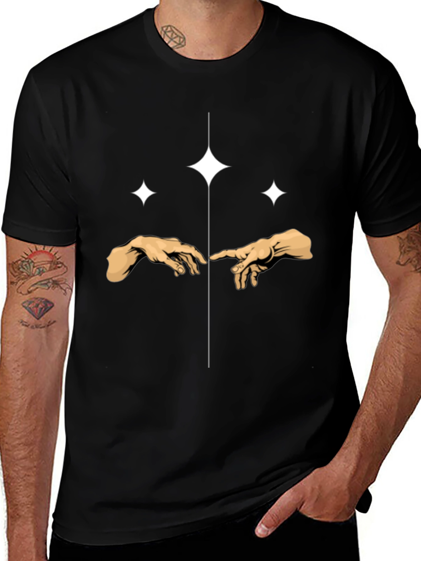 Creation Hands Sparkle T-Shirt - Modern Art Tee