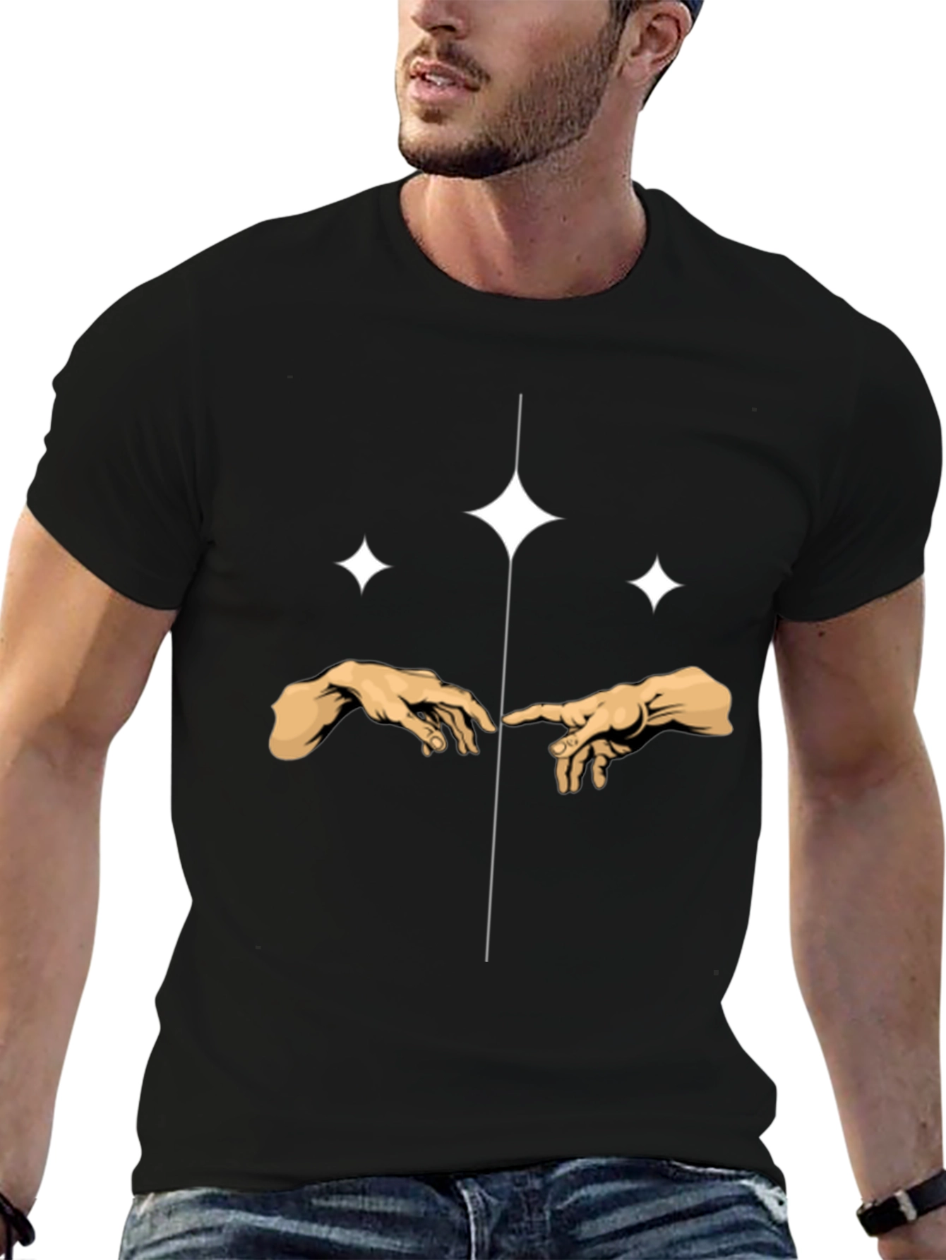 Creation Hands Sparkle T-Shirt - Modern Art Tee