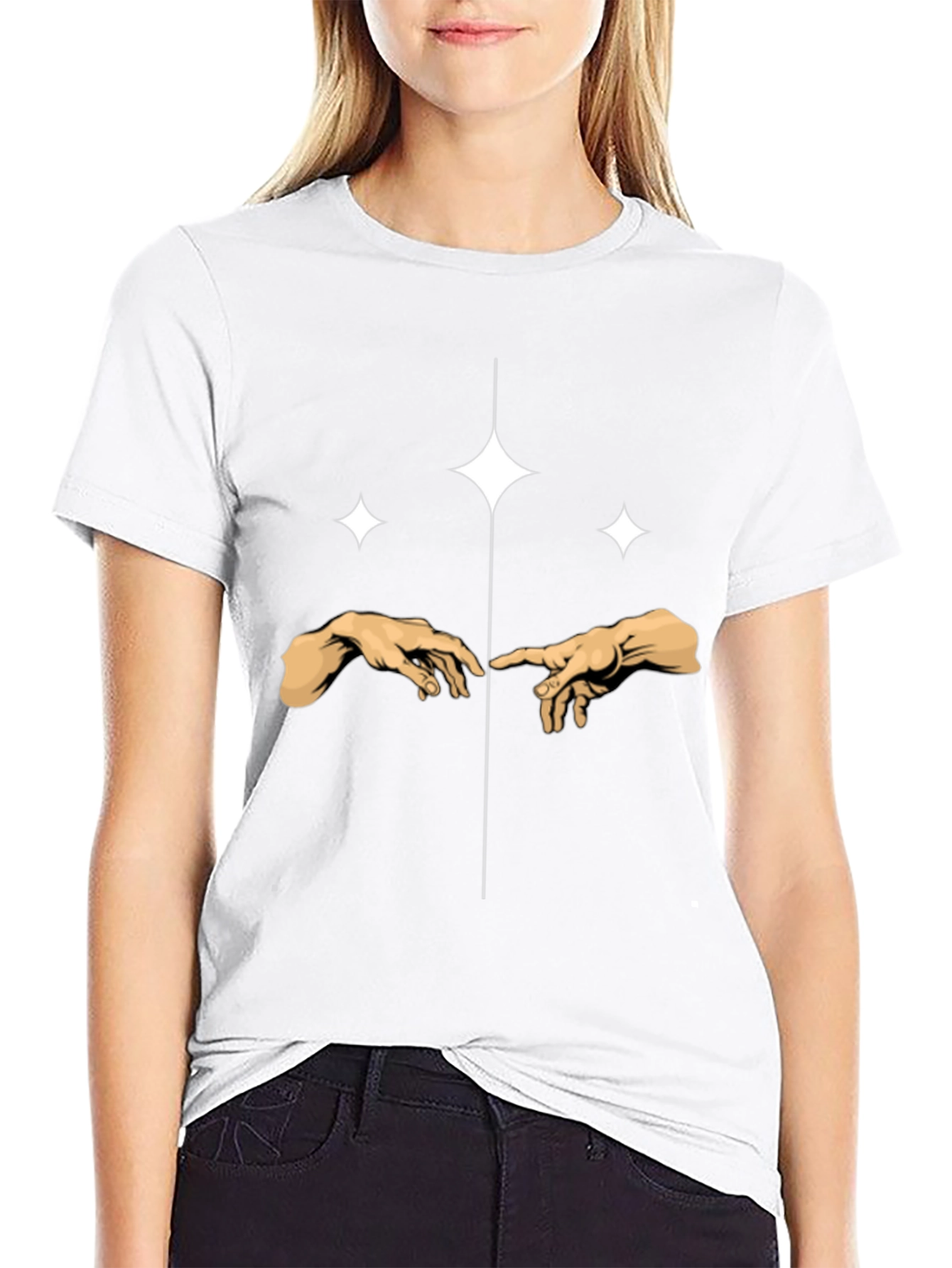 Creation Hands Sparkle T-Shirt - Modern Art Tee