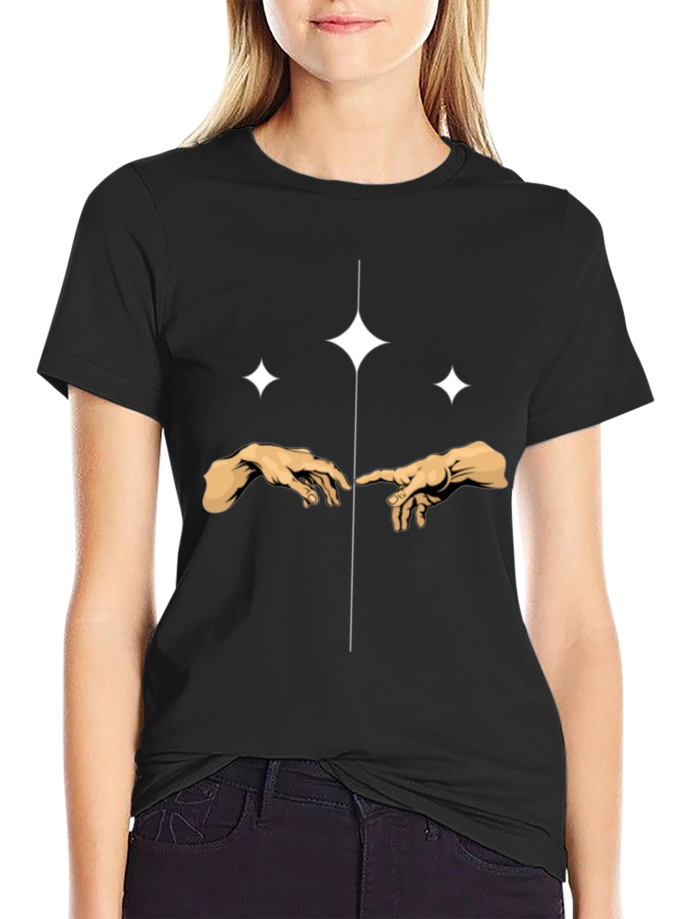 Creation Hands Sparkle T-Shirt - Modern Art Tee