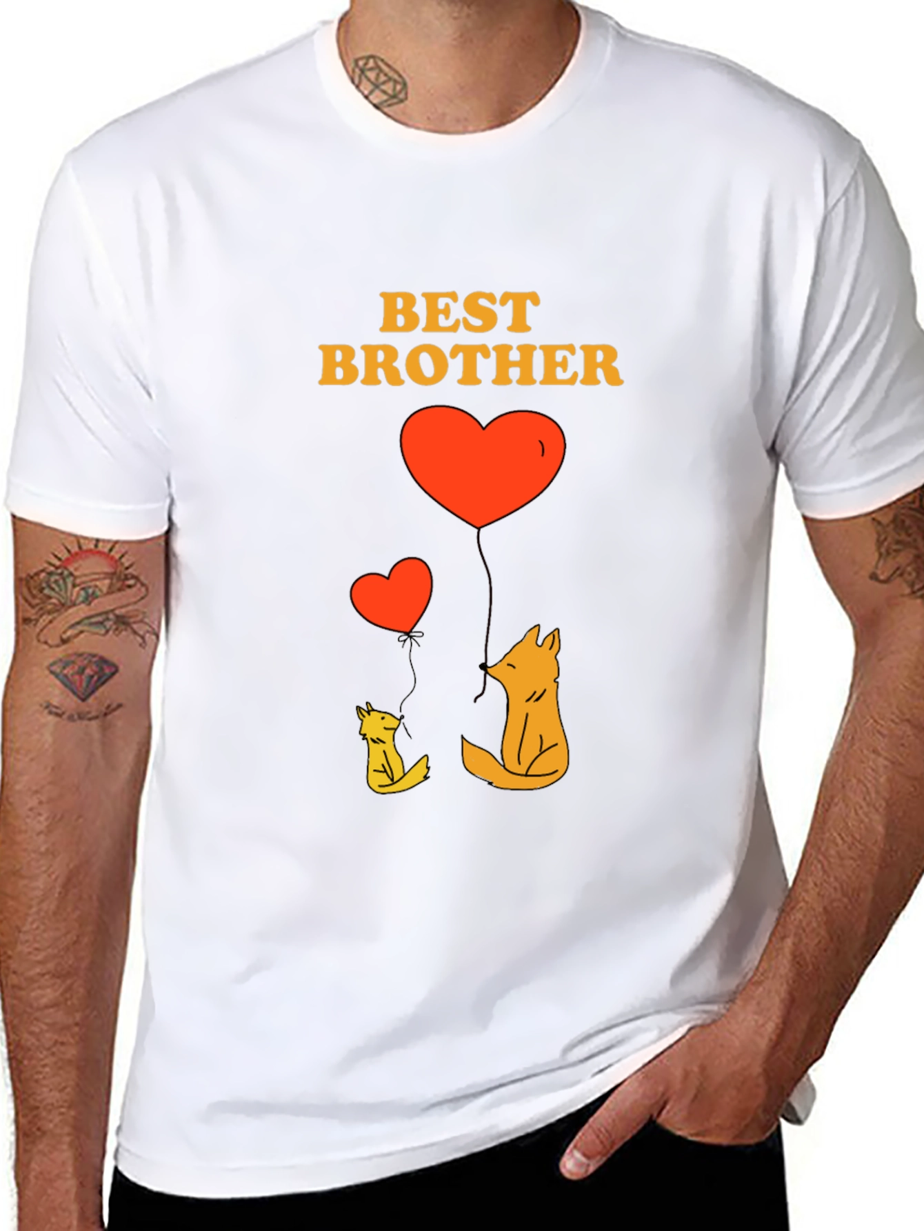 Best Brother Fox Heart Graphic T-Shirt