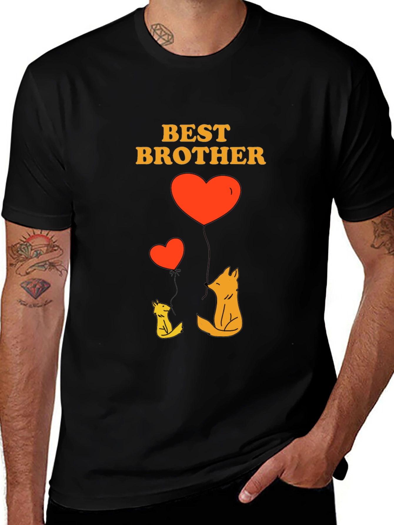 Best Brother Fox Heart Graphic T-Shirt