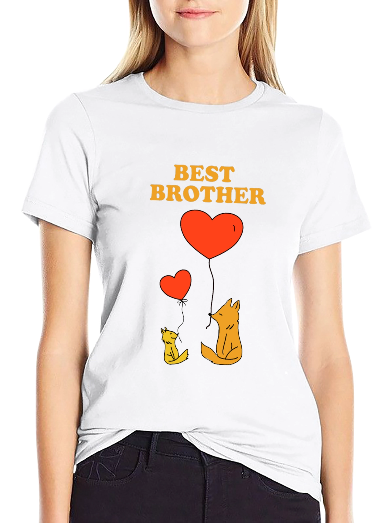 Best Brother Fox Heart Graphic T-Shirt