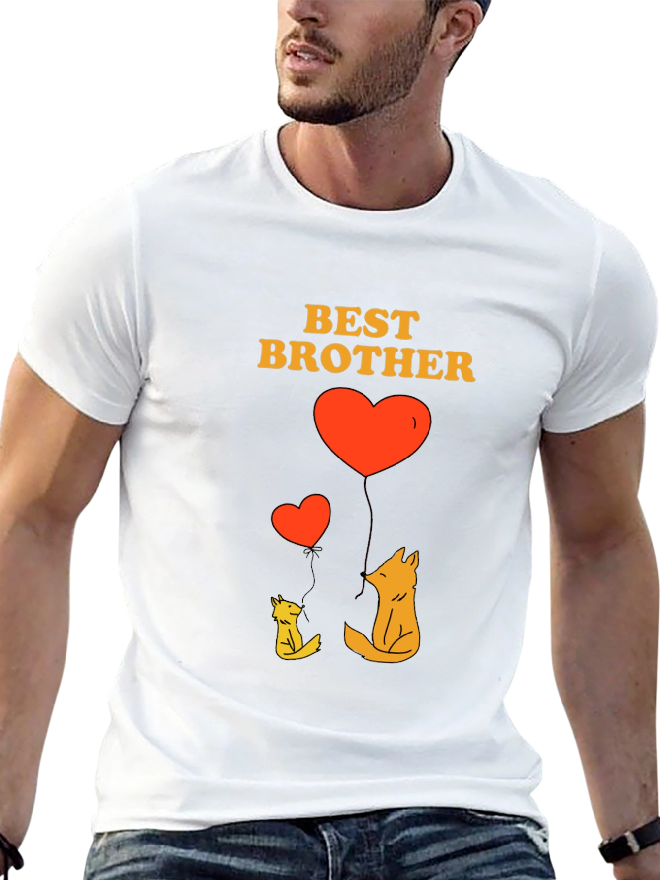Best Brother Fox Heart Graphic T-Shirt