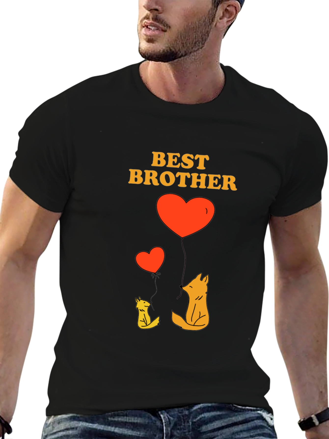 Best Brother Fox Heart Graphic T-Shirt