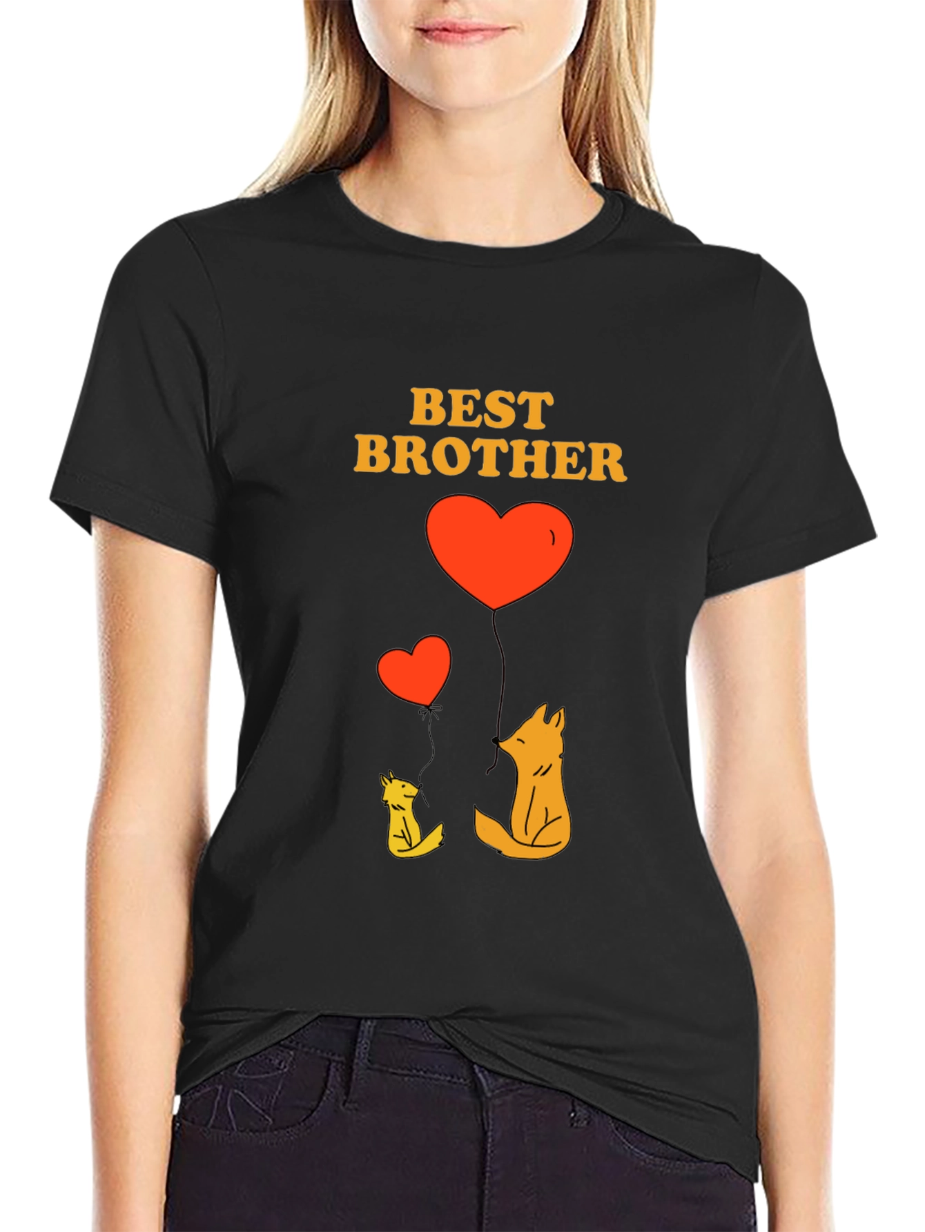 Best Brother Fox Heart Graphic T-Shirt
