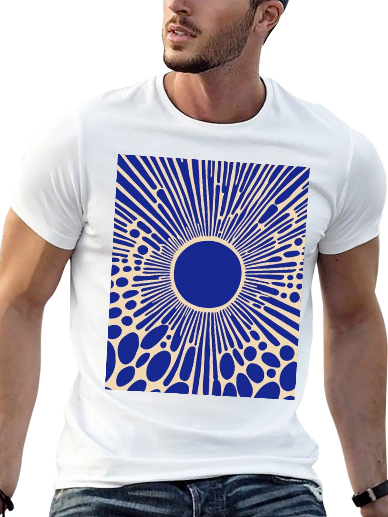 Abstract Graphic Tee - Blue Burst Design