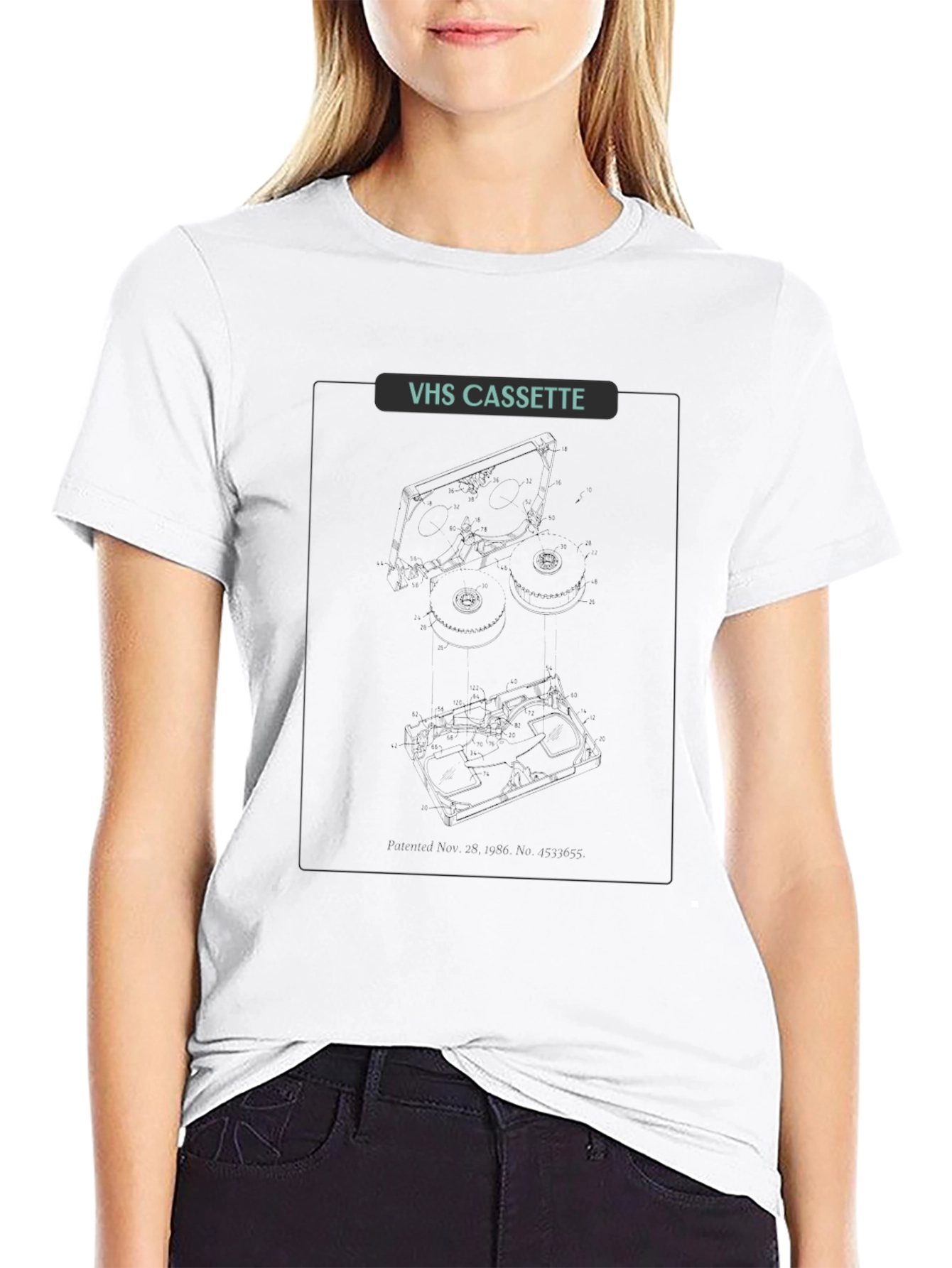 Retro VHS Cassette Graphic T-Shirt - Black