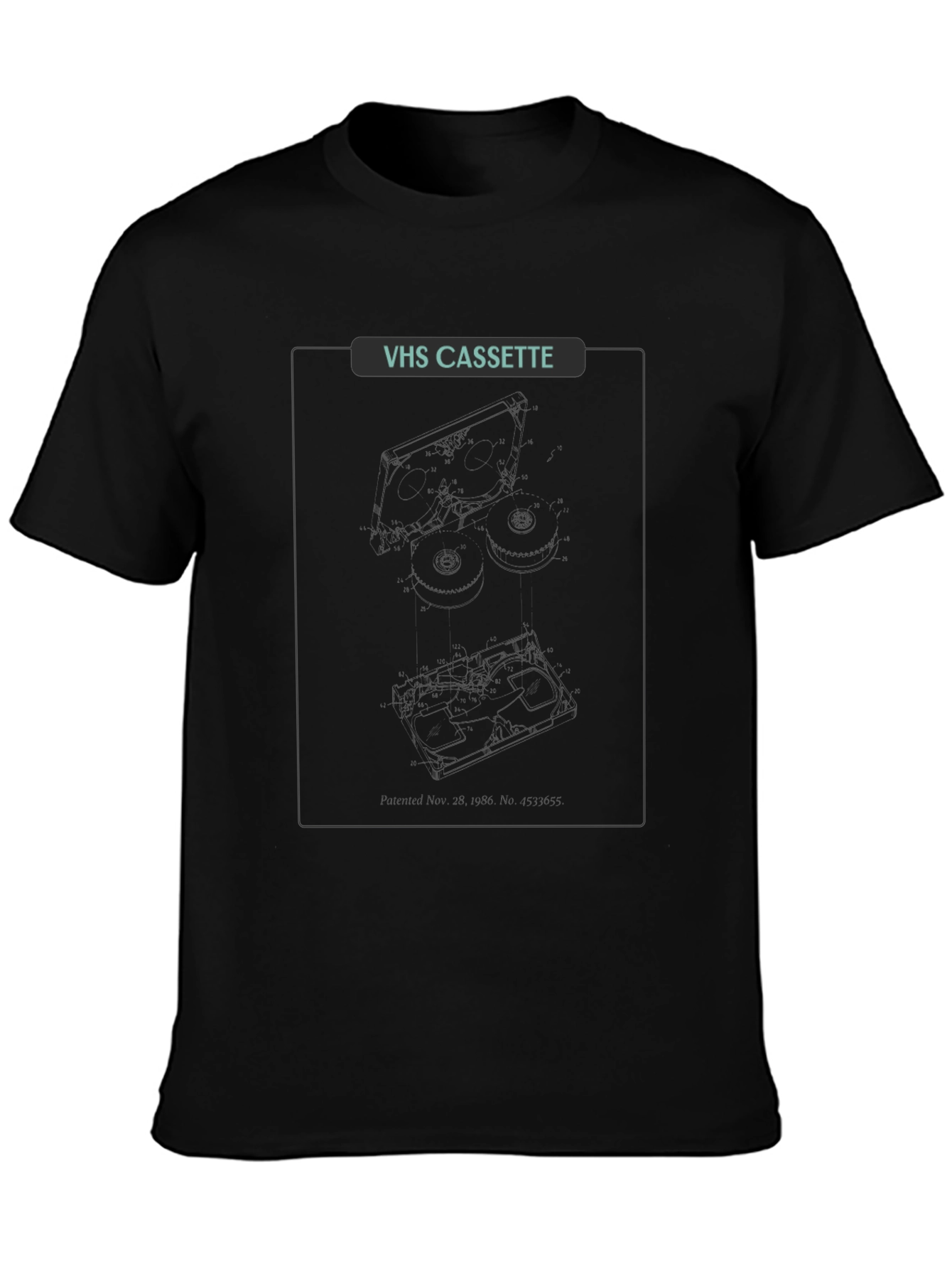 Retro VHS Cassette Graphic T-Shirt - Black