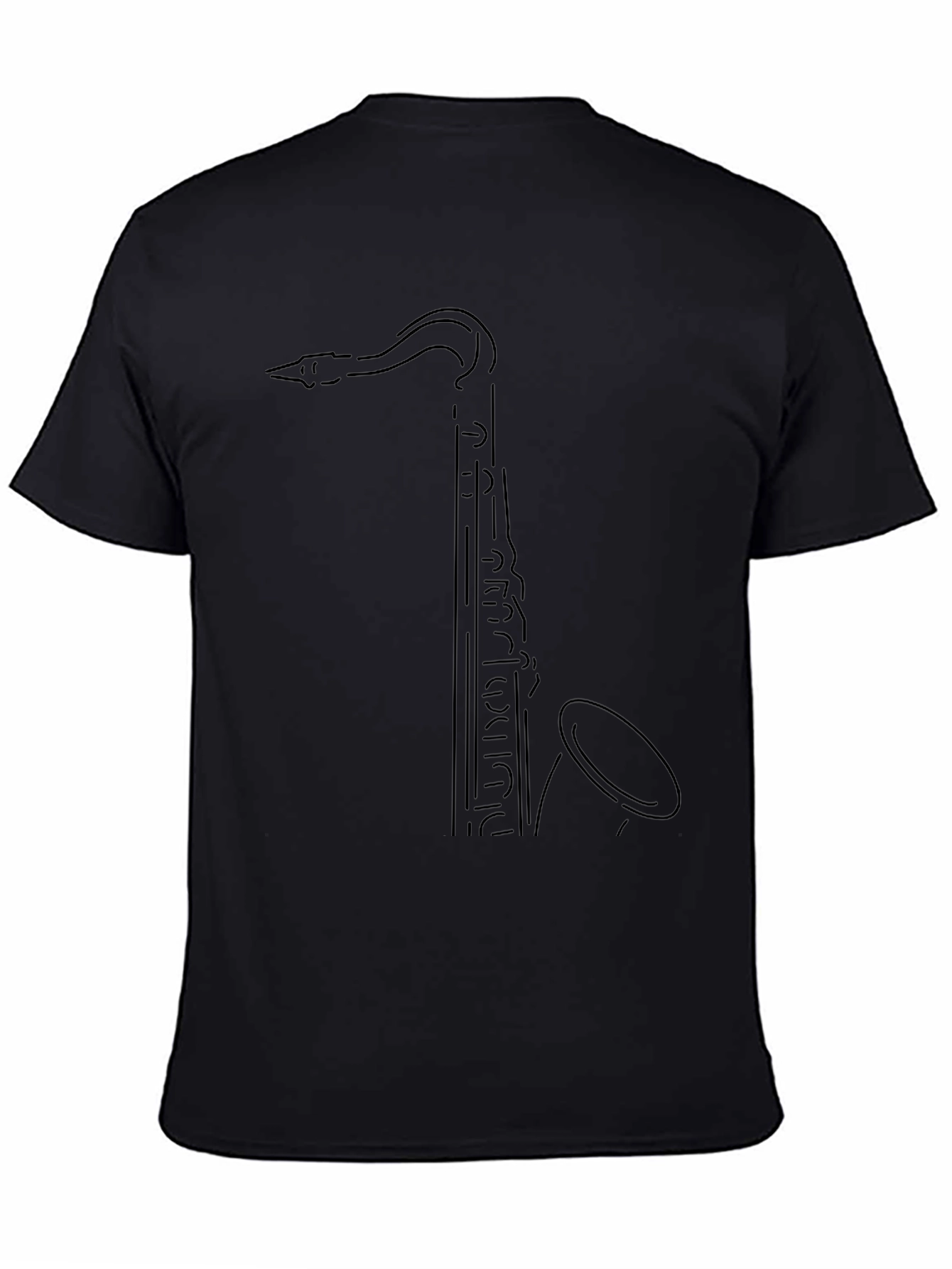 Saxophone Outline Black T-Shirt