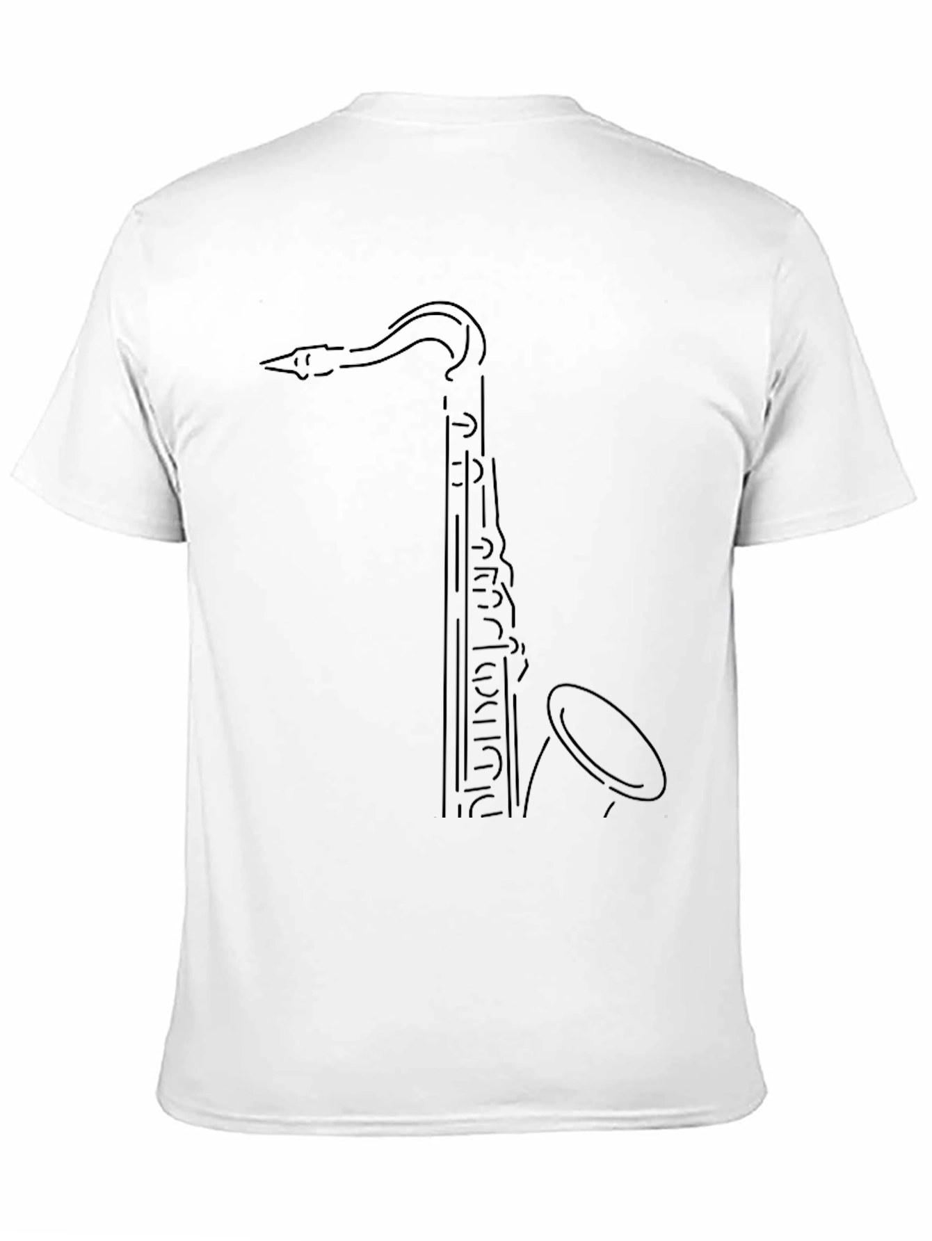 Saxophone Outline Black T-Shirt