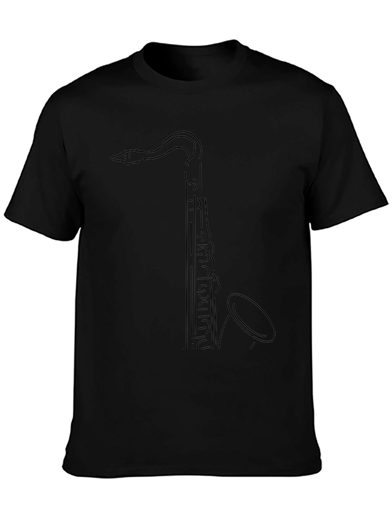 Saxophone Outline Black T-Shirt