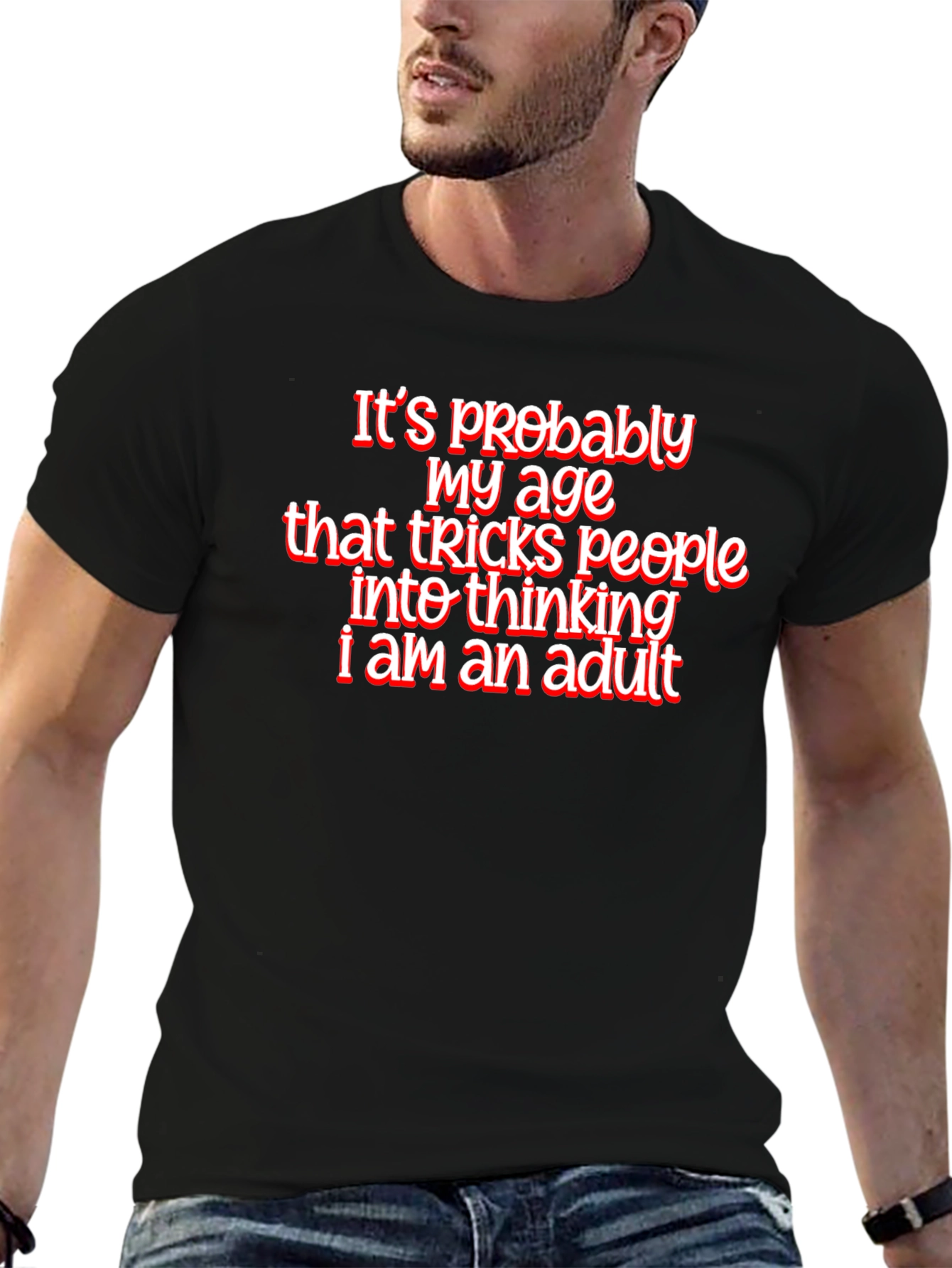 Funny Age Tricks Graphic Tee - Black