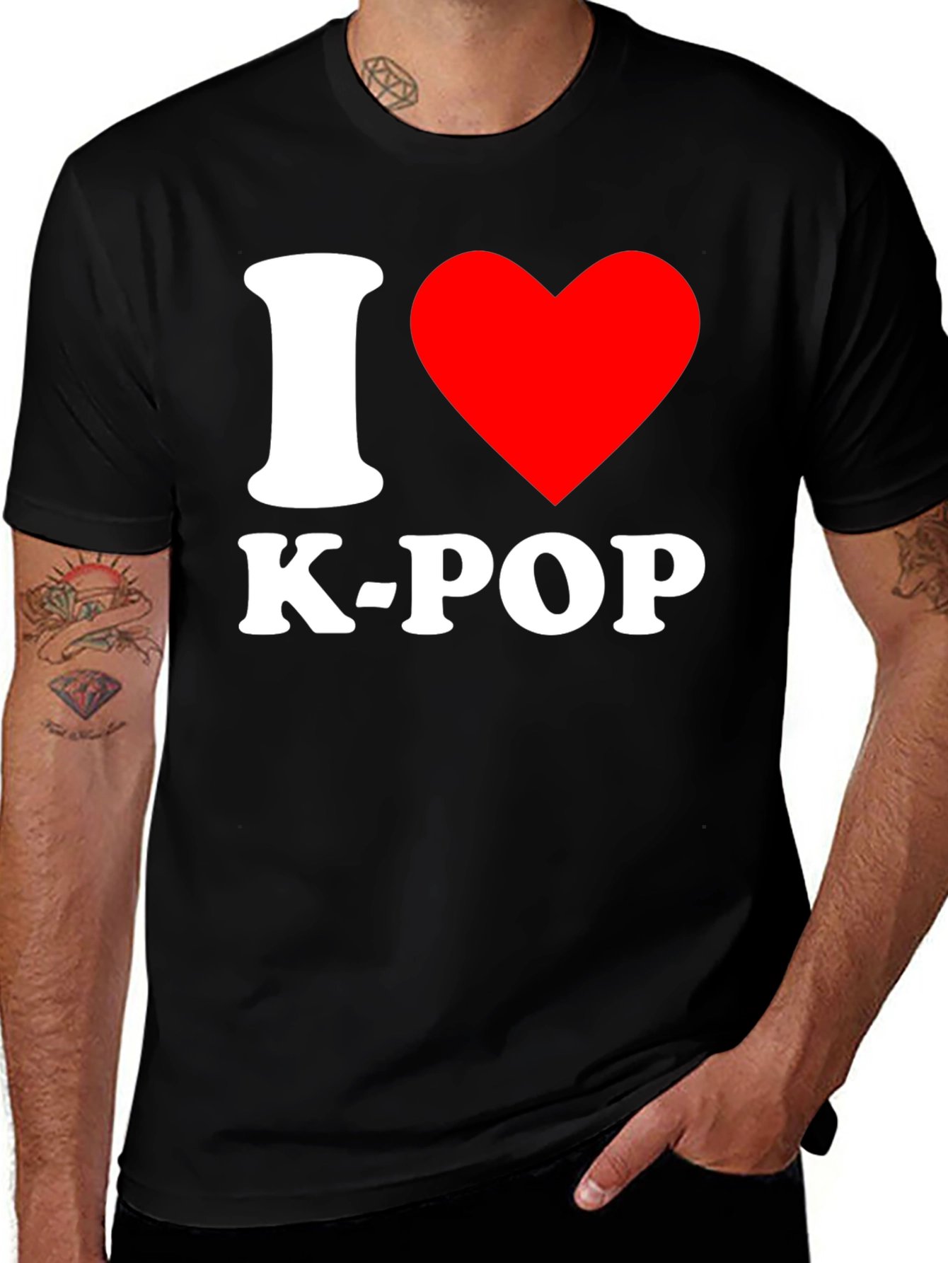 I Love K-POP T-Shirt - Black Crew Neck Tee