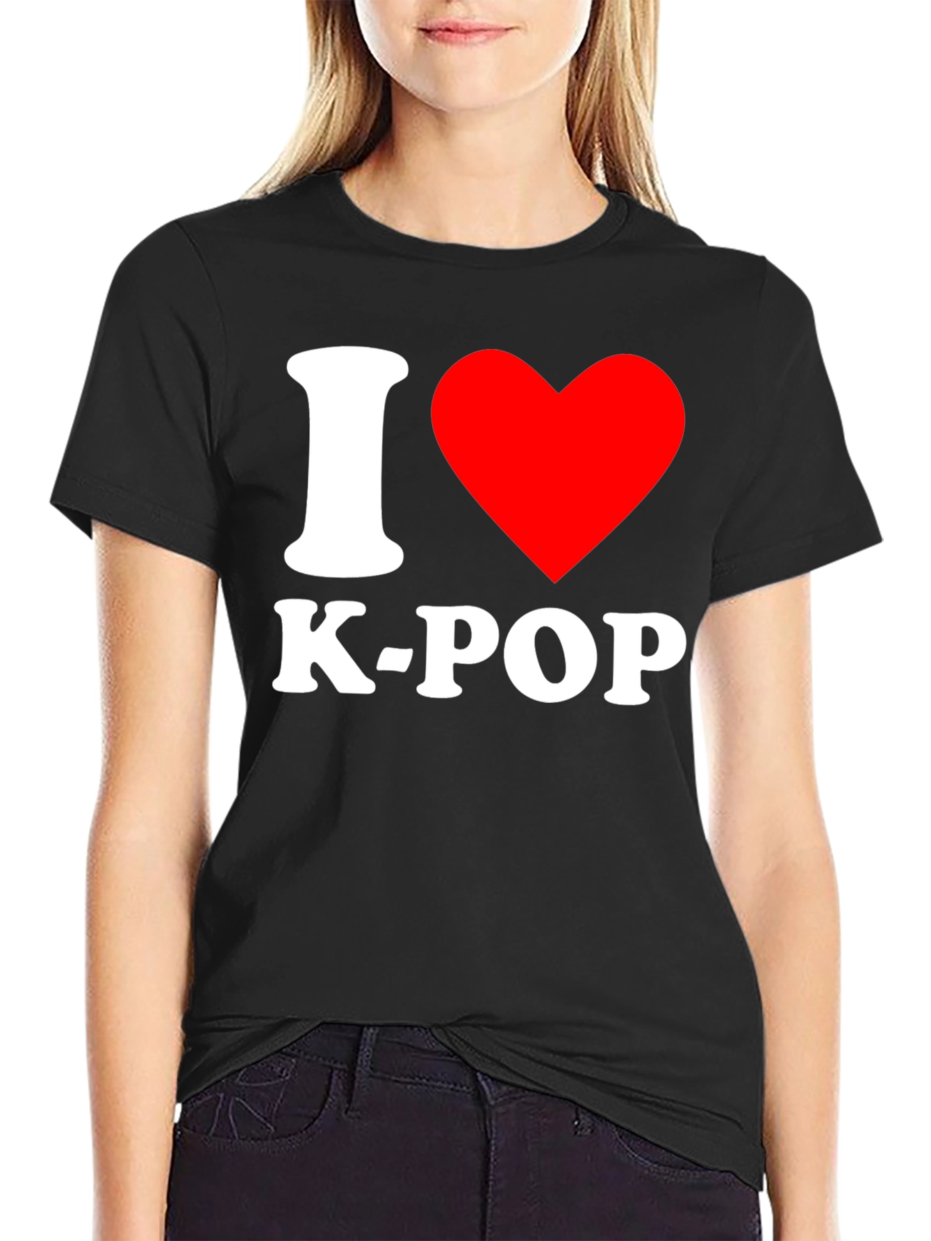 I Love K-POP T-Shirt - Black Crew Neck Tee