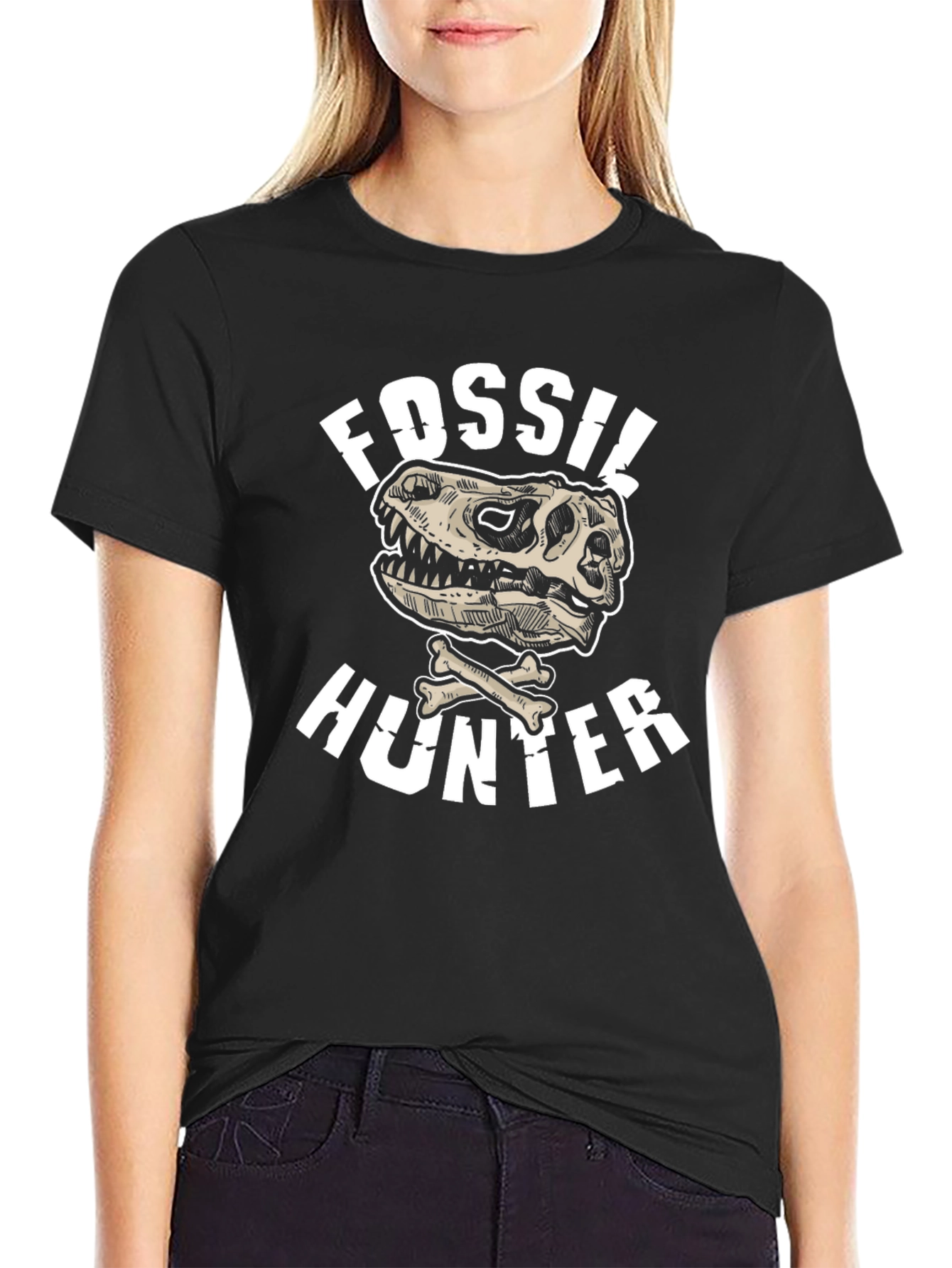 Fossil Hunter T-Shirt Dinosaur Skull Bones Graphic Tee