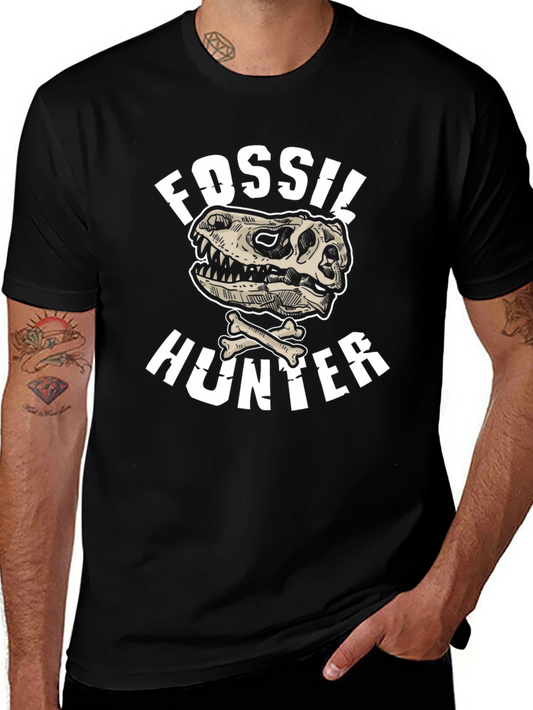 Fossil Hunter T-Shirt Dinosaur Skull Bones Graphic Tee