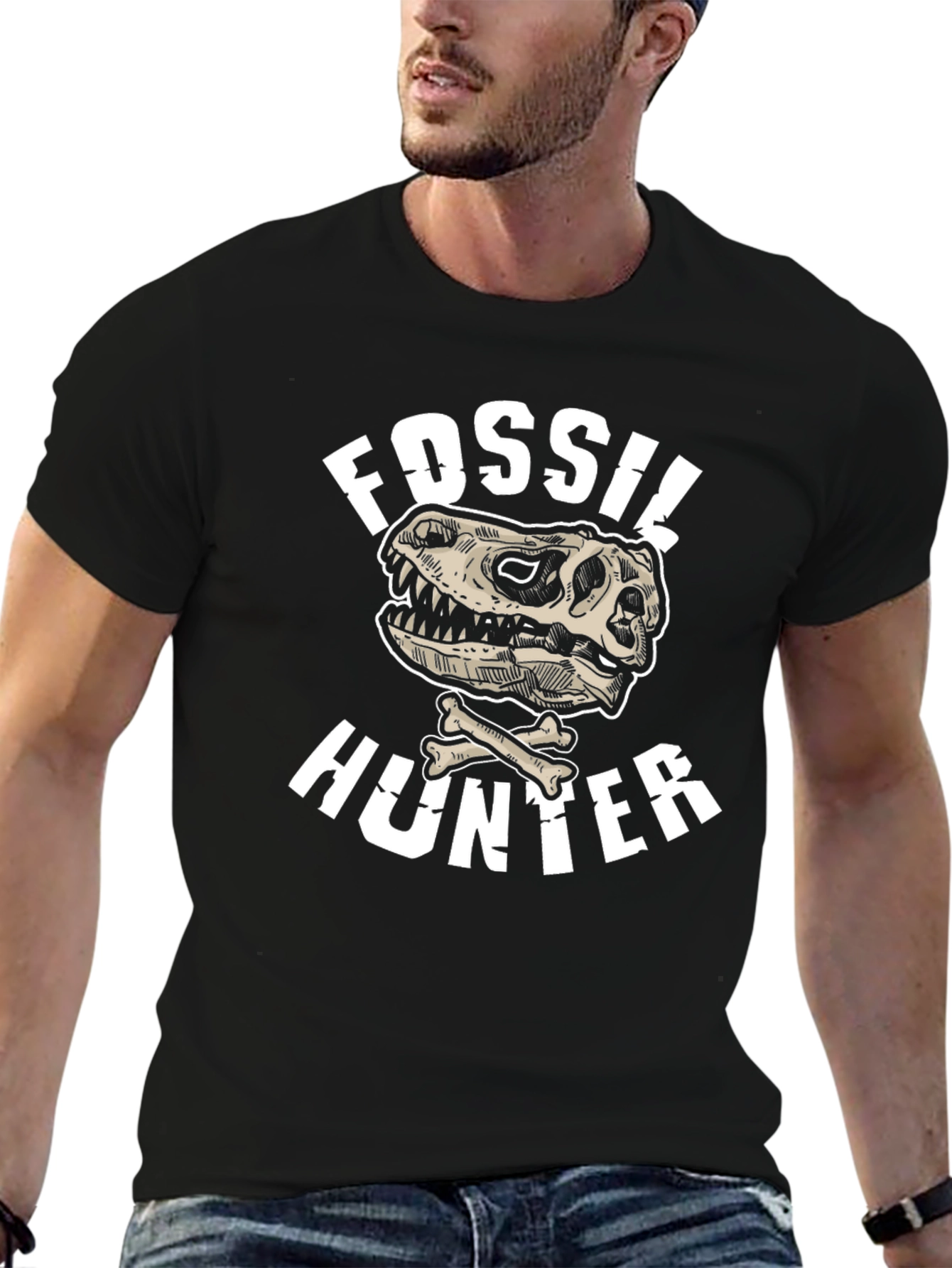 Fossil Hunter T-Shirt Dinosaur Skull Bones Graphic Tee