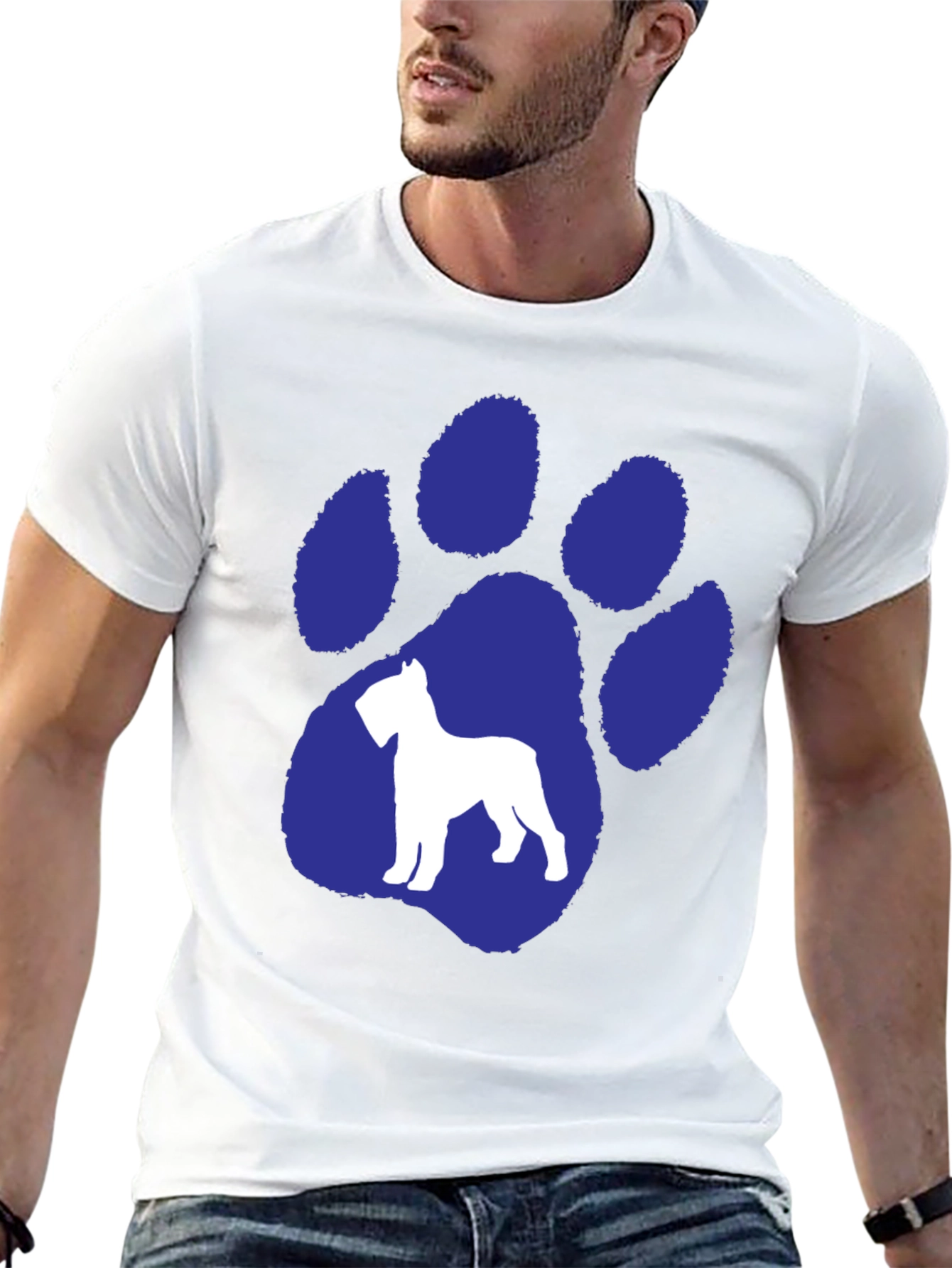 Dog Paw Print T-Shirt - Schnauzer Silhouette Graphic Tee
