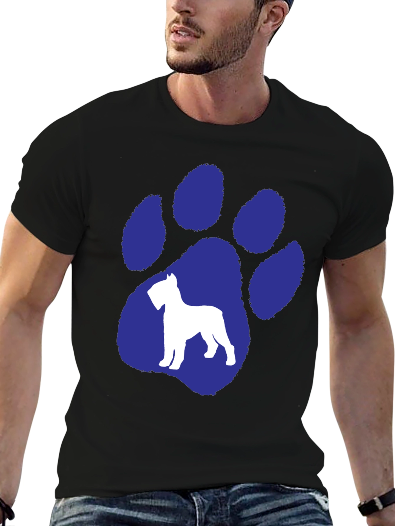 Dog Paw Print T-Shirt - Schnauzer Silhouette Graphic Tee