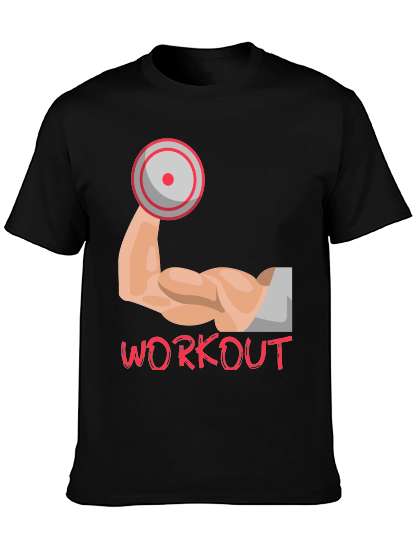 Workout Graphic Tee - Muscle Arm Dumbbell Design